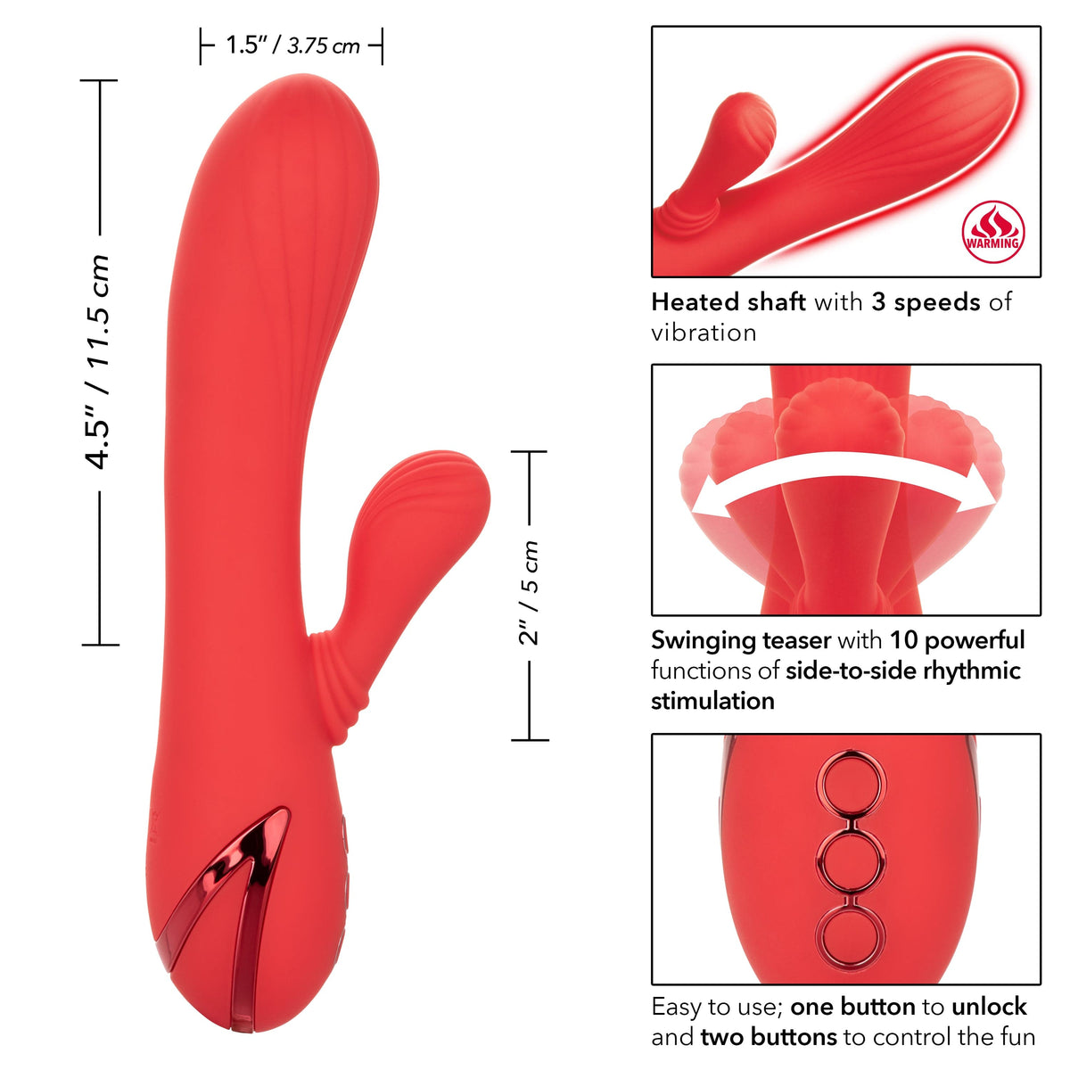 California Exotics - California Dreaming Palisades Passion Heat Swing Rabbit Vibrator (Red) -  Rabbit Dildo (Vibration) Rechargeable  Durio.sg