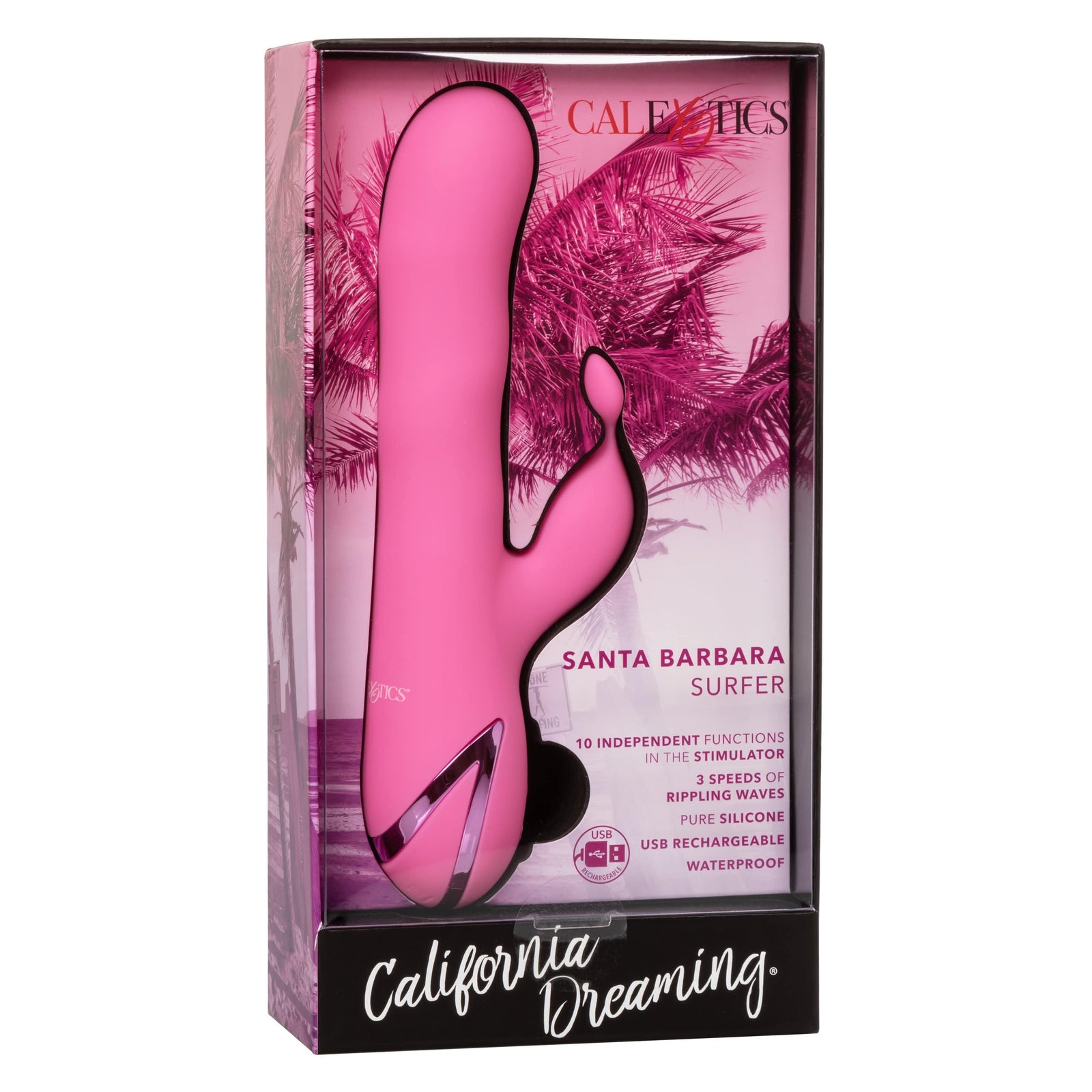 California Exotics - California Dreaming Santa Barbara Surfer Rabbit Vibrator (Pink) -  Rabbit Dildo (Vibration) Rechargeable  Durio.sg