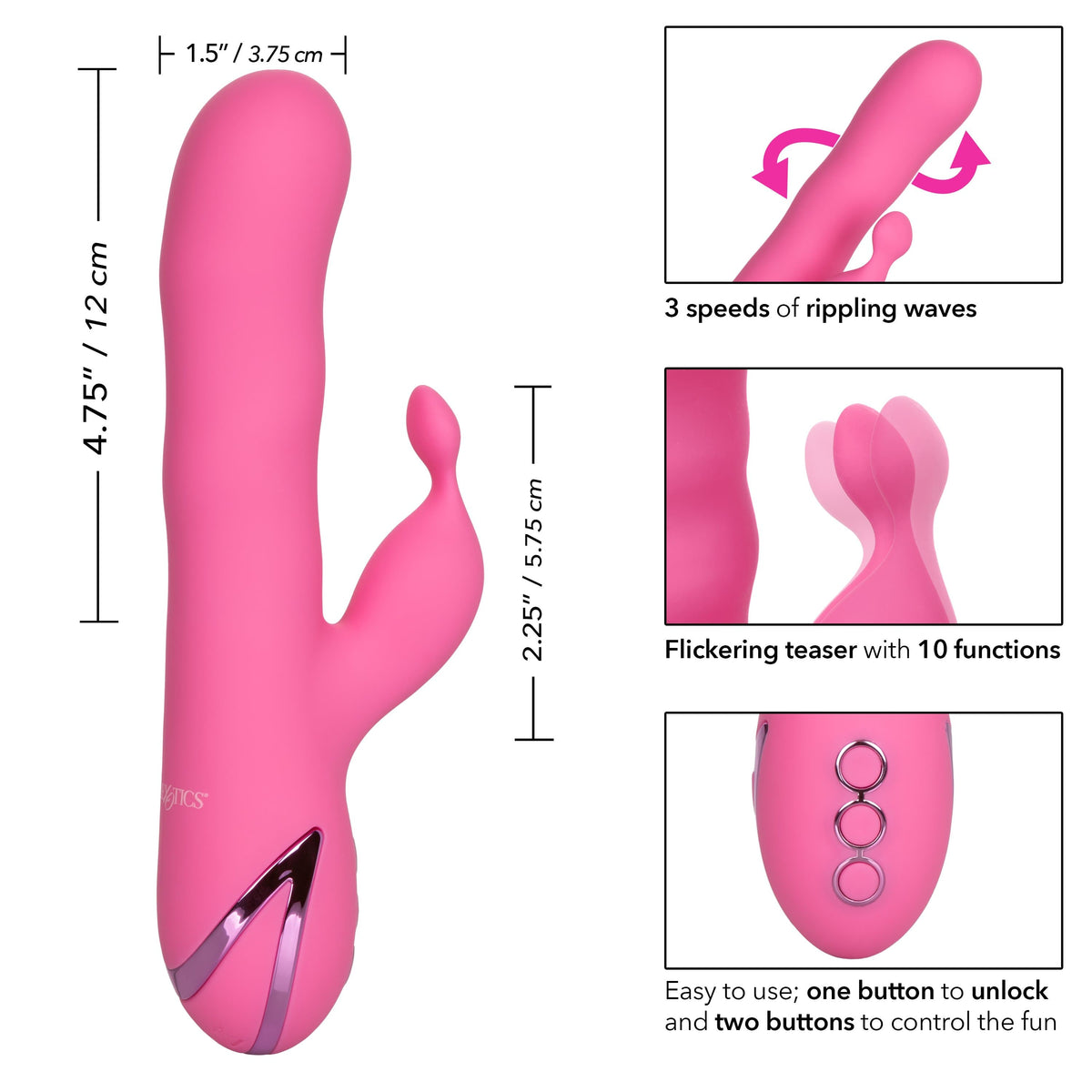 California Exotics - California Dreaming Santa Barbara Surfer Rabbit Vibrator (Pink) -  Rabbit Dildo (Vibration) Rechargeable  Durio.sg