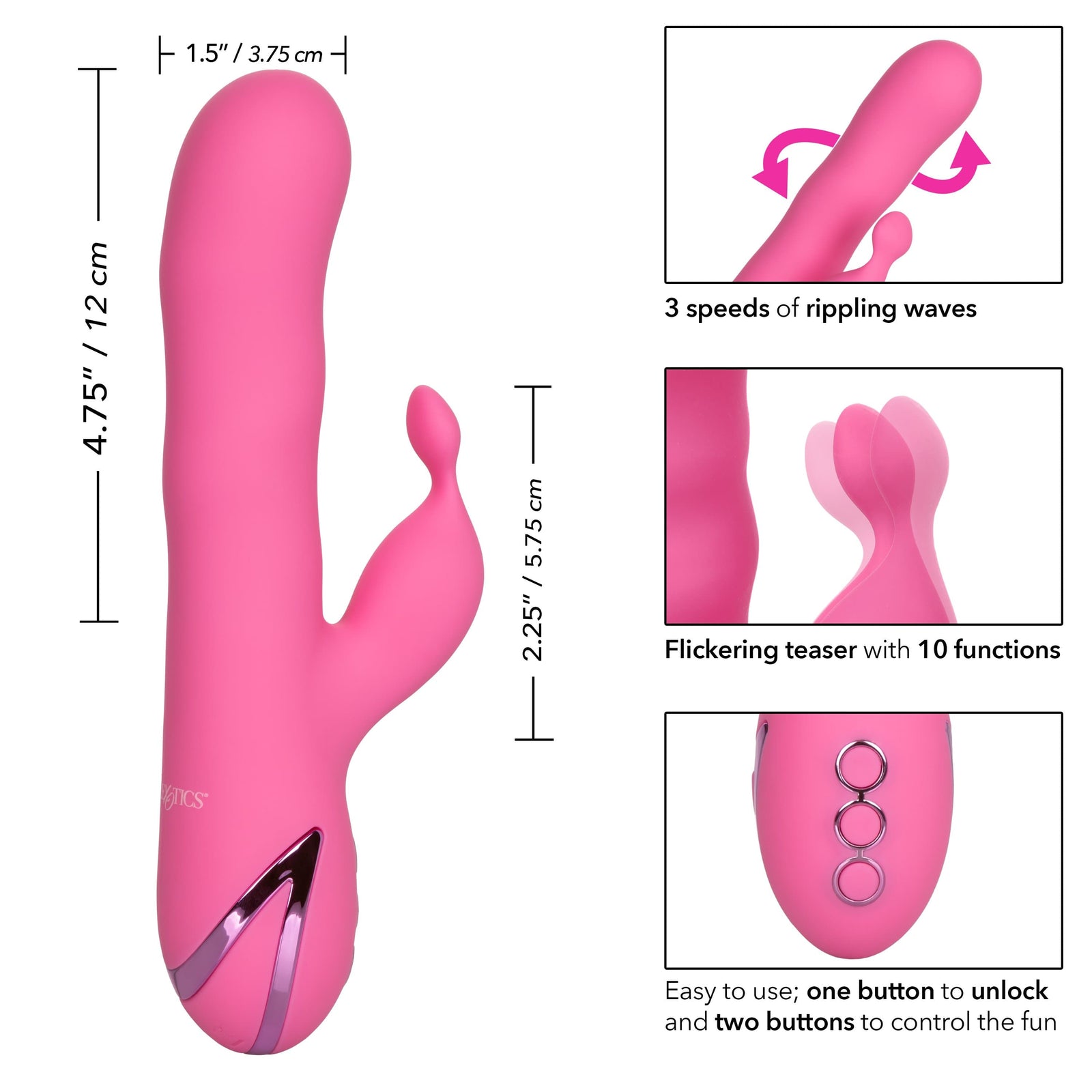 California Exotics - California Dreaming Santa Barbara Surfer Rabbit Vibrator (Pink) -  Rabbit Dildo (Vibration) Rechargeable  Durio.sg