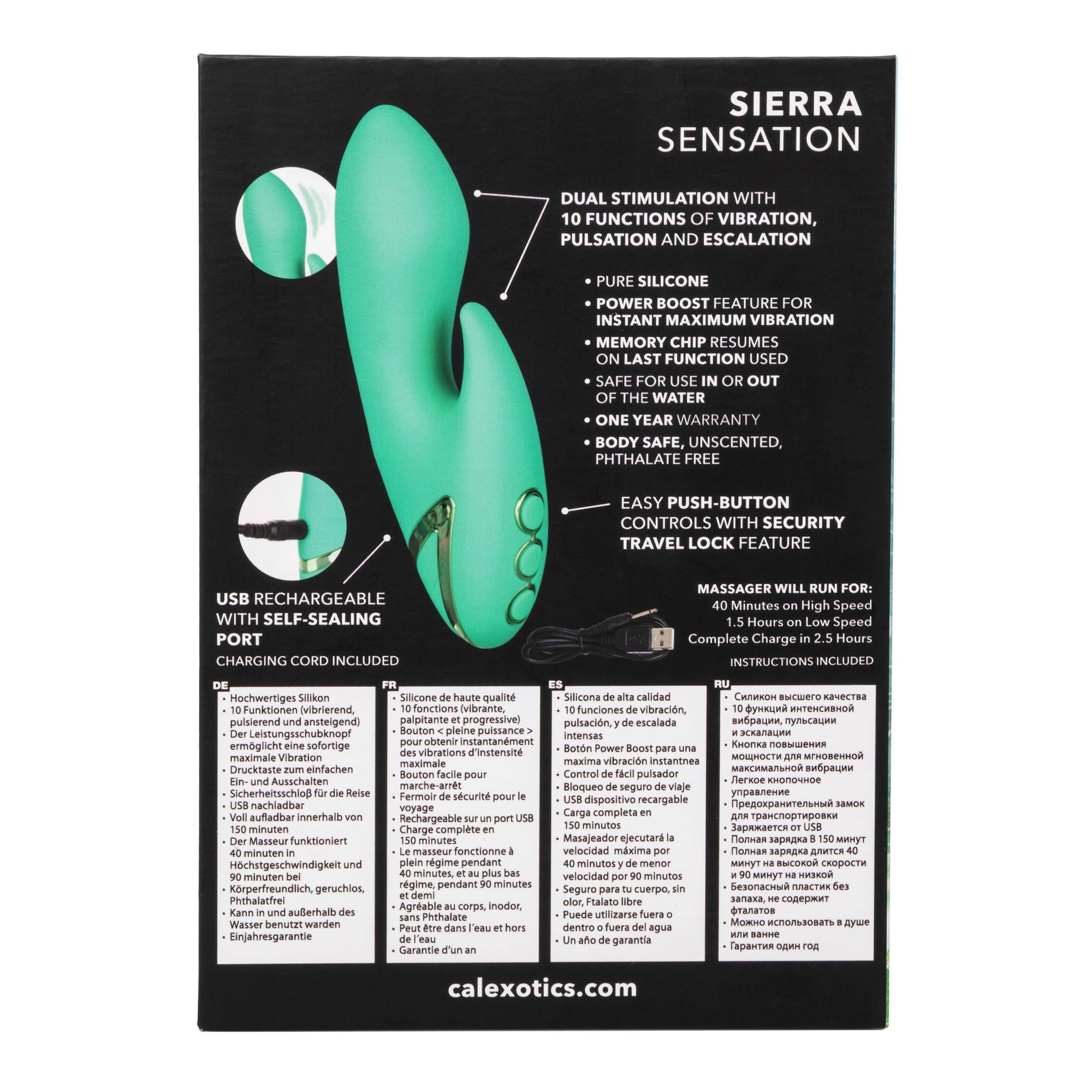 California Exotics - California Dreaming Sierra Sensation Rabbit Vibrator (Green) -  Rabbit Dildo (Vibration) Rechargeable  Durio.sg
