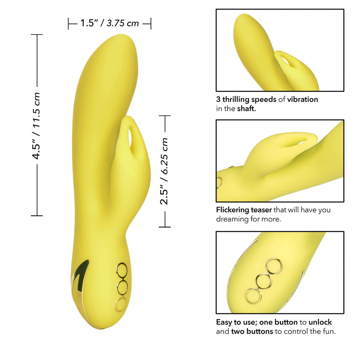 California Exotics - California Dreaming Venice Vixen Rabbit Vibrator (Yellow) -  Rabbit Dildo (Vibration) Rechargeable  Durio.sg