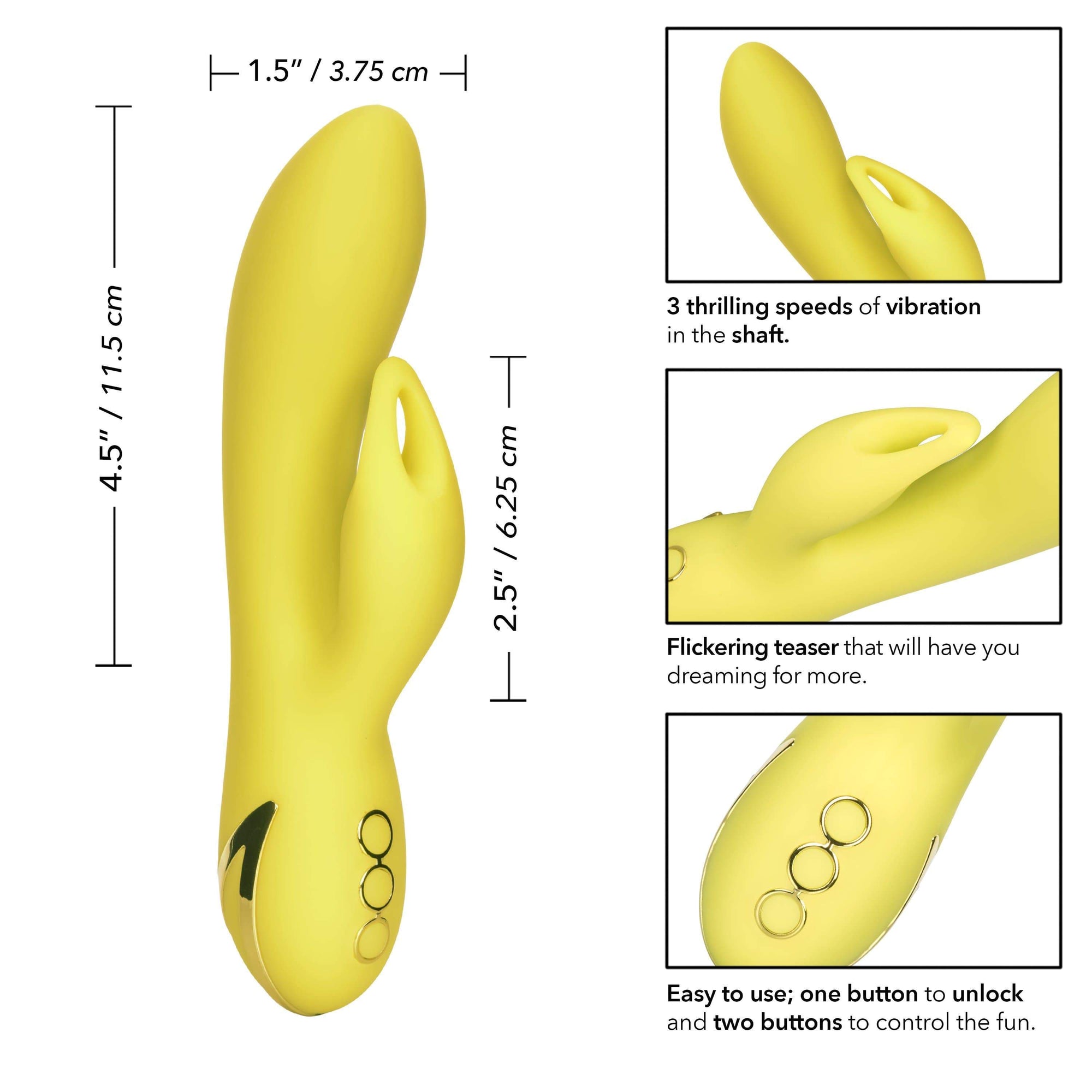 California Exotics - California Dreaming Venice Vixen Rabbit Vibrator (Yellow) -  Rabbit Dildo (Vibration) Rechargeable  Durio.sg