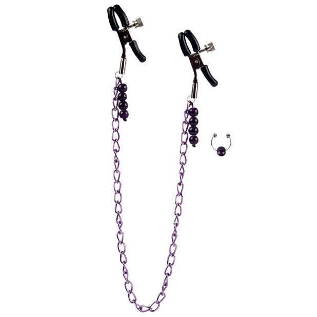 California Exotics - Chain Nipple Clamps (Purple) -  Nipple Clamps (Non Vibration)  Durio.sg