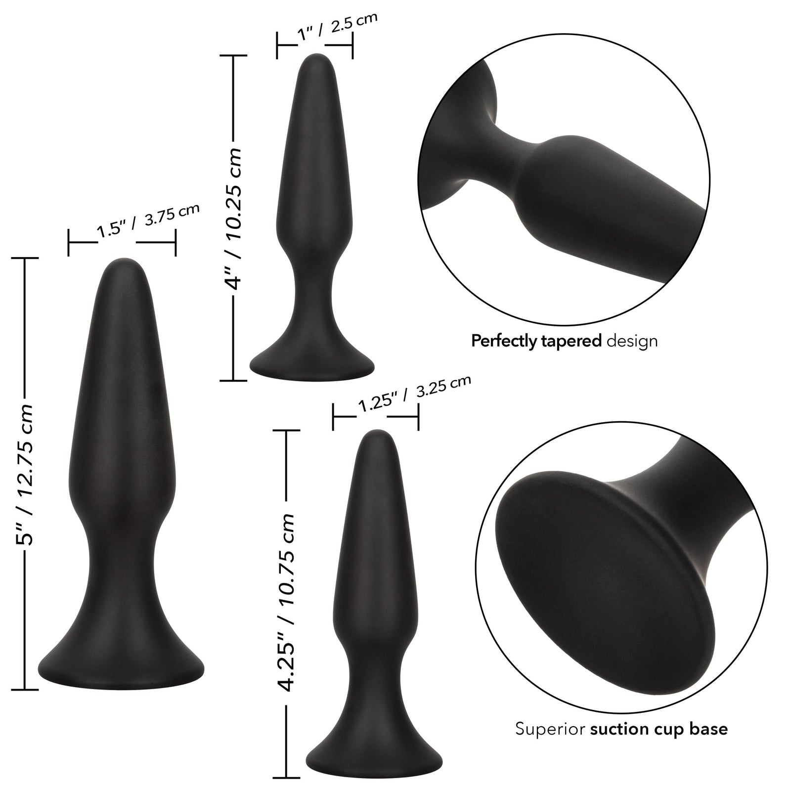 California Exotics - Colt Silicone Anal Trainer Kit 3 Plugs (Black) -  Anal Kit (Non Vibration)  Durio.sg