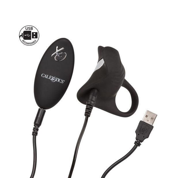 California Exotics - Couple's Enhancers Silicone Rechargeable Remote Pleasurizer (Black) -  Silicone Cock Ring (Vibration) Rechargeable  Durio.sg