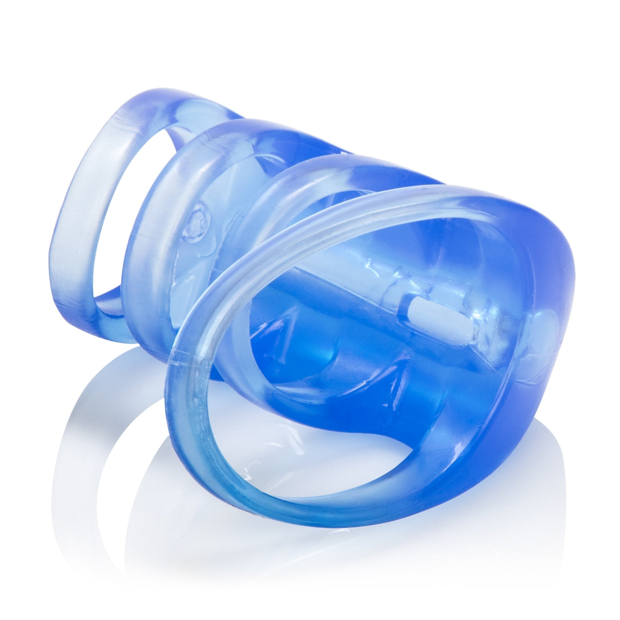 California Exotics - Couple's Pleasure Vibrating Cock Cage (Blue) -  Cock Sleeves (Vibration) Non Rechargeable  Durio.sg