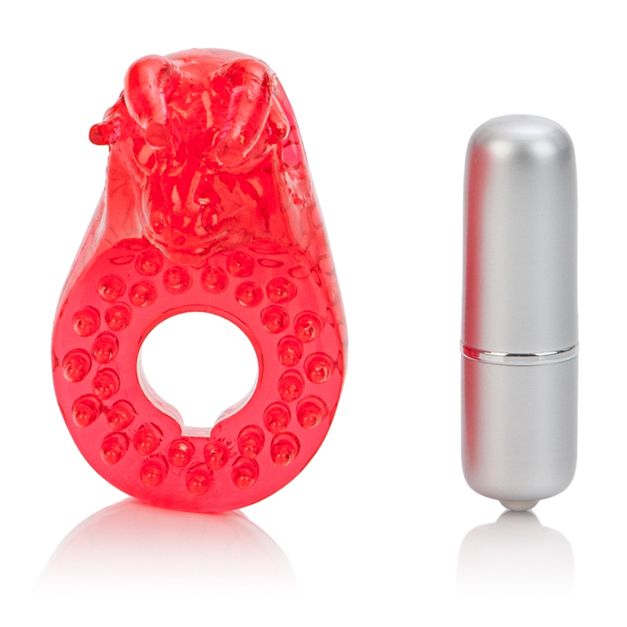 California Exotics - Couple's Raging Bull Vibrating Cock Ring (Red) -  Rubber Cock Ring (Vibration) Non Rechargeable  Durio.sg