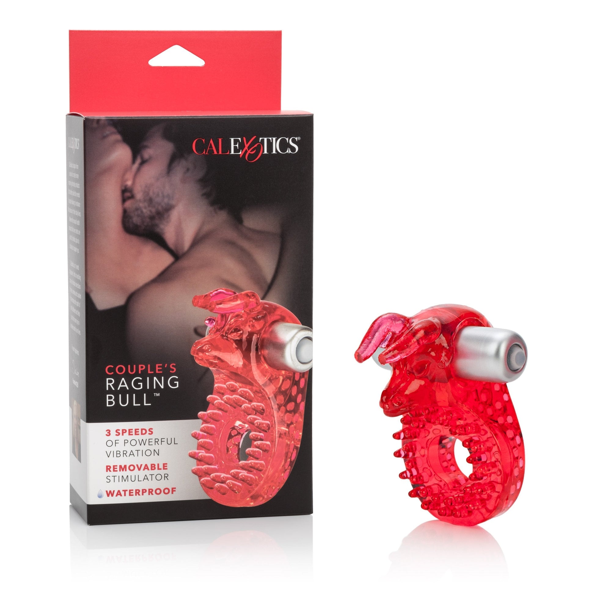 California Exotics - Couple's Raging Bull Vibrating Cock Ring (Red) -  Rubber Cock Ring (Vibration) Non Rechargeable  Durio.sg