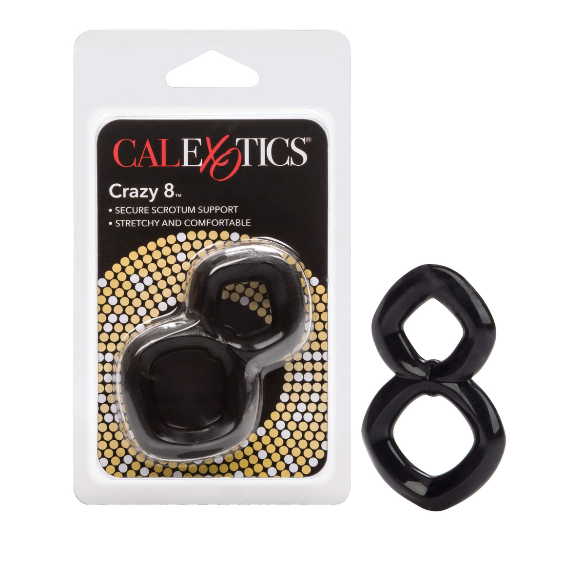 California Exotics - Crazy 8 Cock And Ball Ring (Black) -  Cock Ring (Non Vibration)  Durio.sg