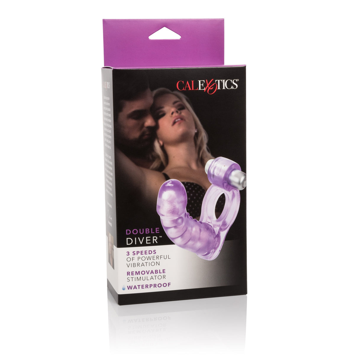California Exotics - Double Diver Vibrating Cock Ring (Purple) -  Rubber Cock Ring (Vibration) Non Rechargeable  Durio.sg