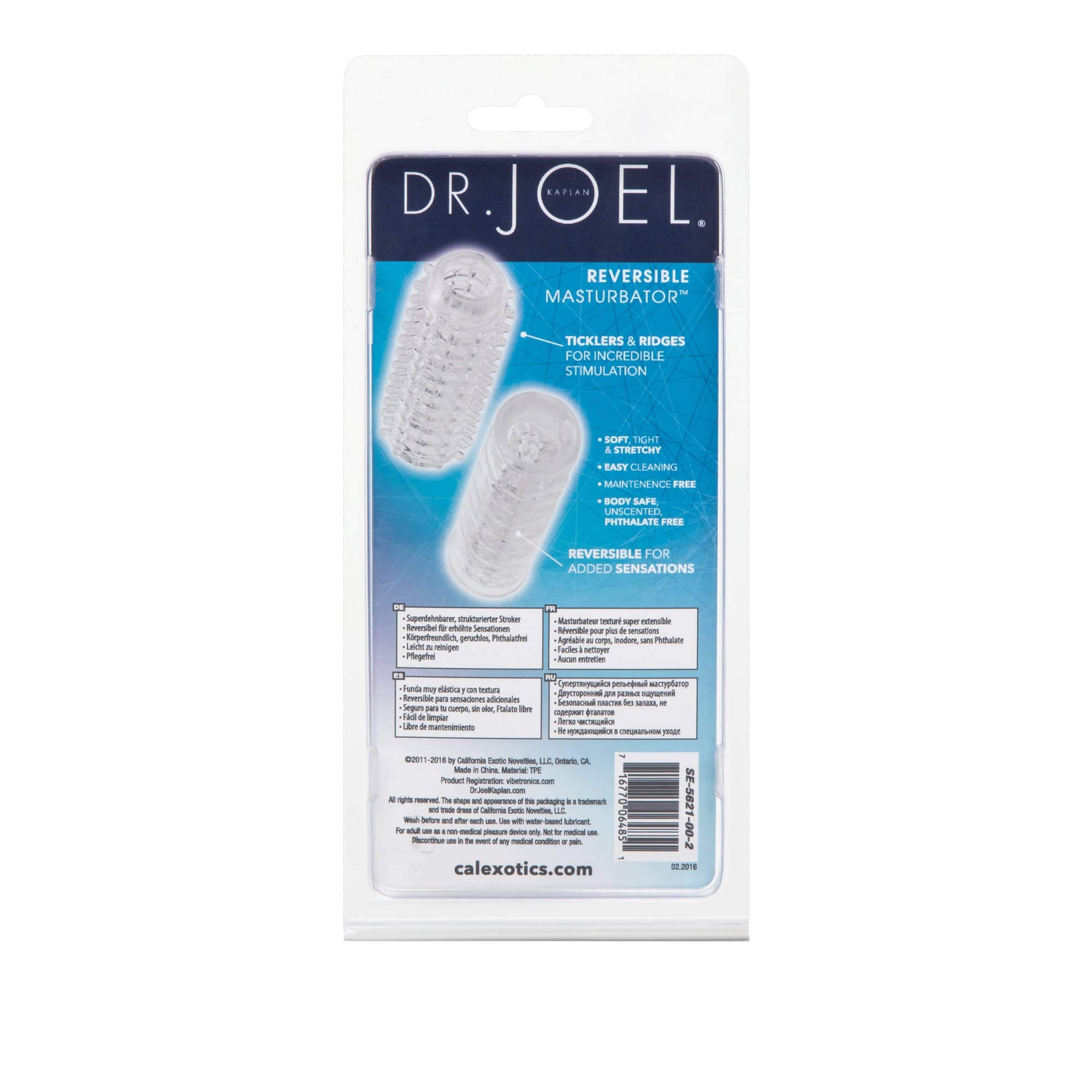 California Exotics - Dr Joel Kaplan Reversible Masturbator (Clear) -  Masturbator Soft Stroker (Non Vibration)  Durio.sg