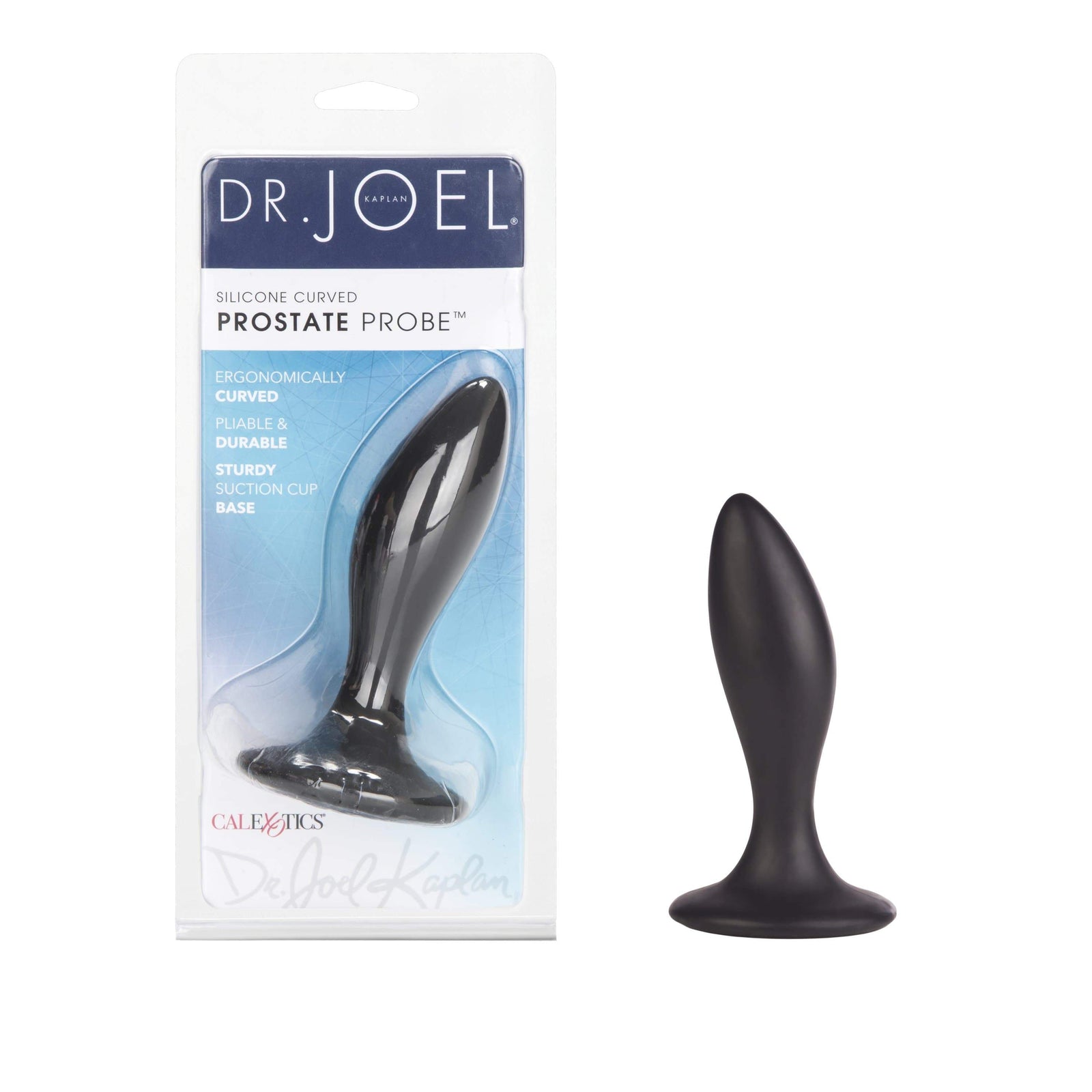 California Exotics - Dr Joel Kaplan Silicone Curved Prostate Probe Anal Plug (Black) -  Anal Beads (Non Vibration)  Durio.sg