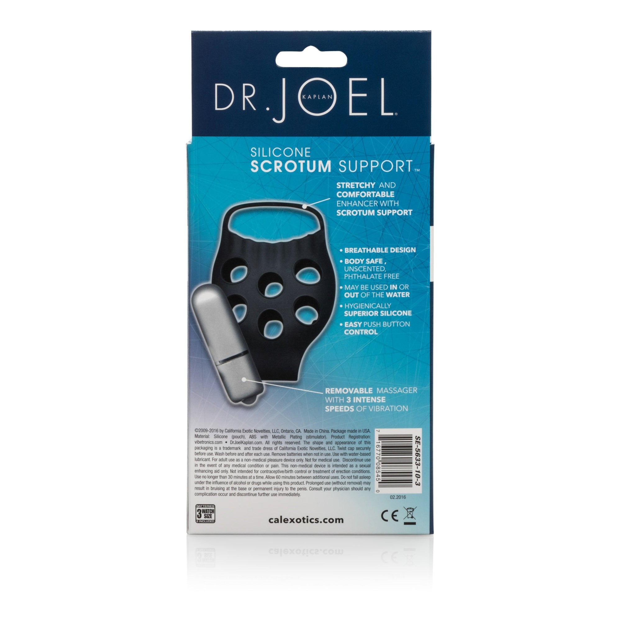 California Exotics - Dr. Joel Kaplan Silicone Scrotum Support (Black) -  Silicone Cock Ring (Vibration) Non Rechargeable  Durio.sg