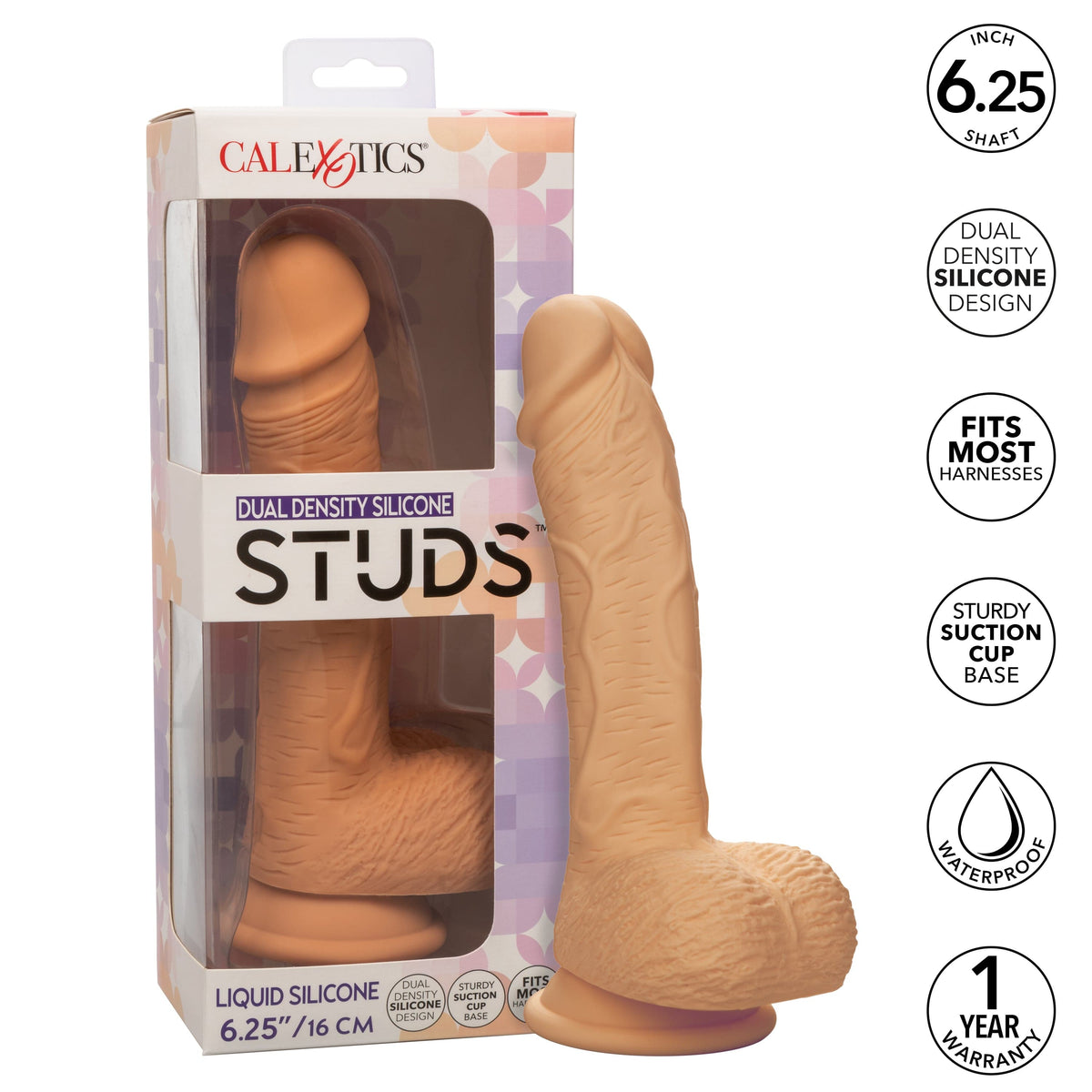 California Exotics - Dual Density Silicone Studs Realistic Dildo -  Realistic Dildo with suction cup (Non Vibration)  Durio.sg