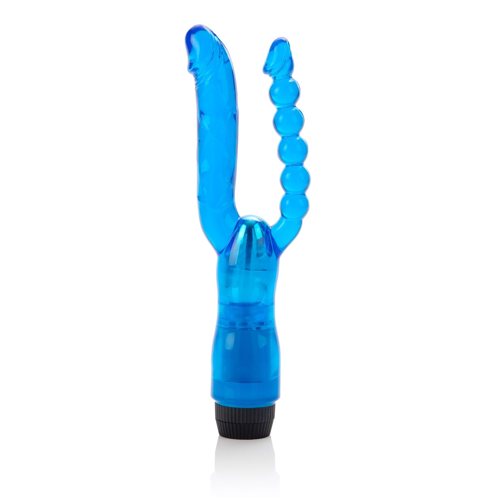 California Exotics - Dual Penetrator Vibrator (Blue) -  Double Dildo (Vibration) Non Rechargeable  Durio.sg
