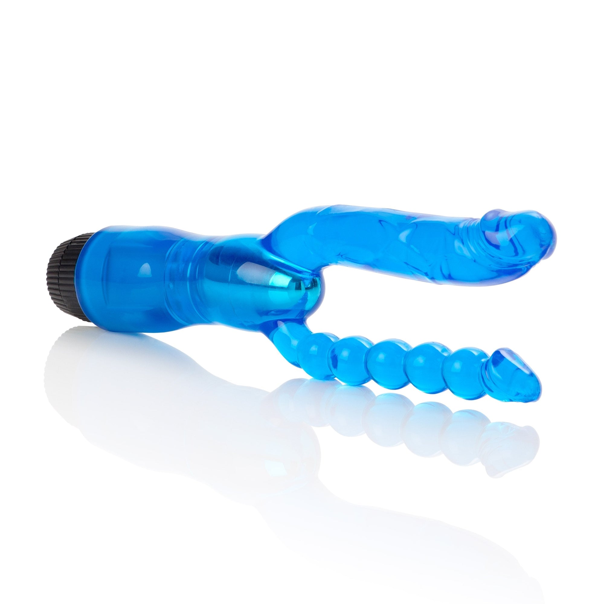 California Exotics - Dual Penetrator Vibrator (Blue) -  Double Dildo (Vibration) Non Rechargeable  Durio.sg