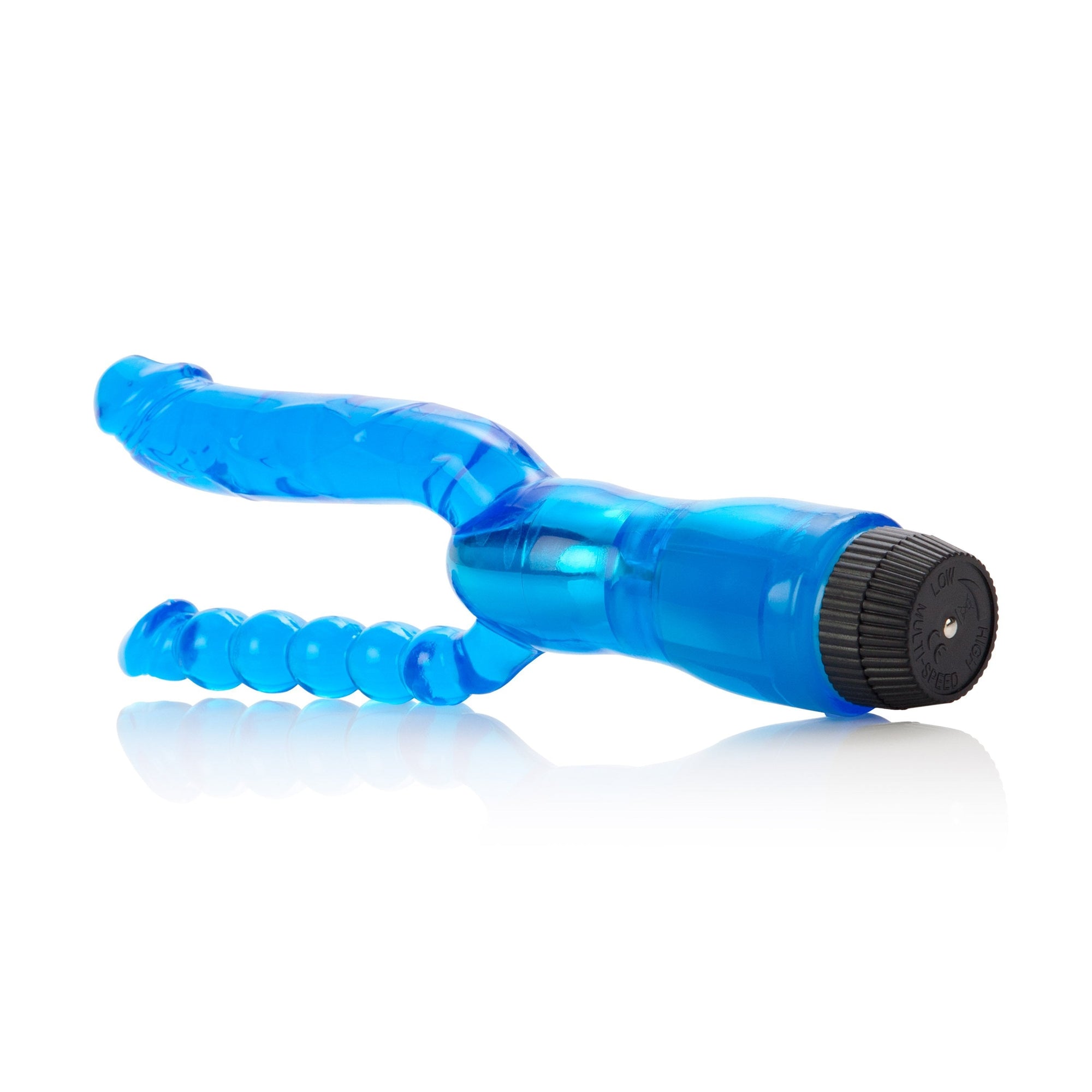 California Exotics - Dual Penetrator Vibrator (Blue) -  Double Dildo (Vibration) Non Rechargeable  Durio.sg