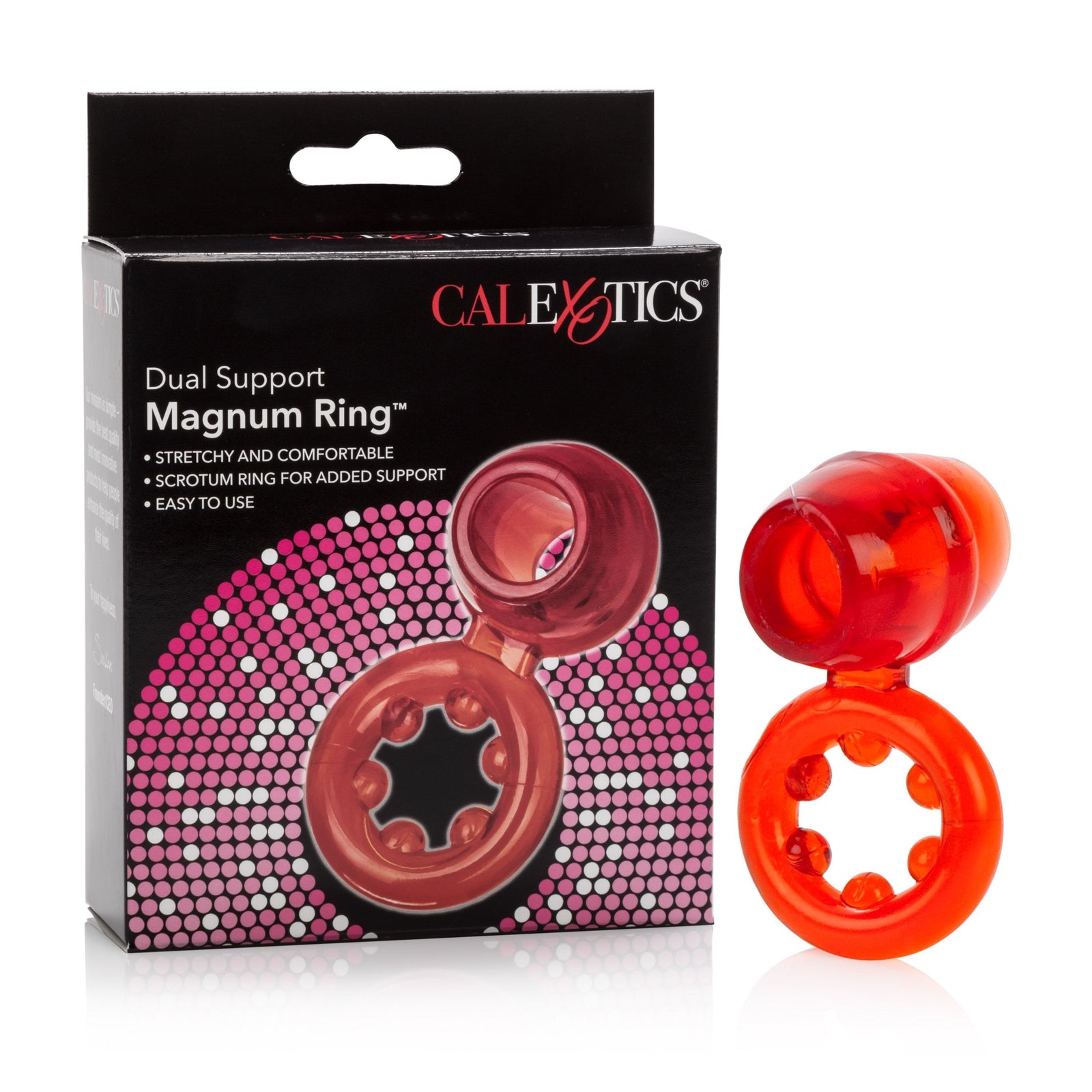 California Exotics - Dual Support Magnum Cock Ring (Red) -  Rubber Cock Ring (Non Vibration)  Durio.sg