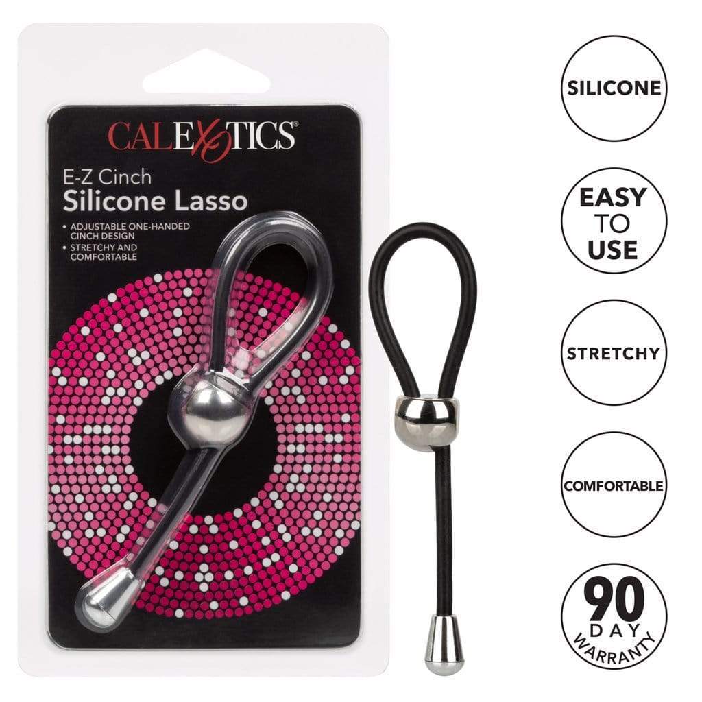 California Exotics - EZ Cinch Silicone Lasso Cock Ring (Black) -  Silicone Cock Ring (Non Vibration)  Durio.sg