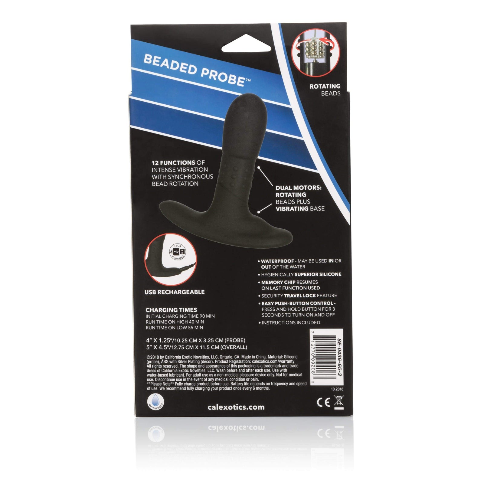 California Exotics - Eclipse Beaded Rotating Probe Massager (Black) -  Prostate Massager (Vibration) Rechargeable  Durio.sg