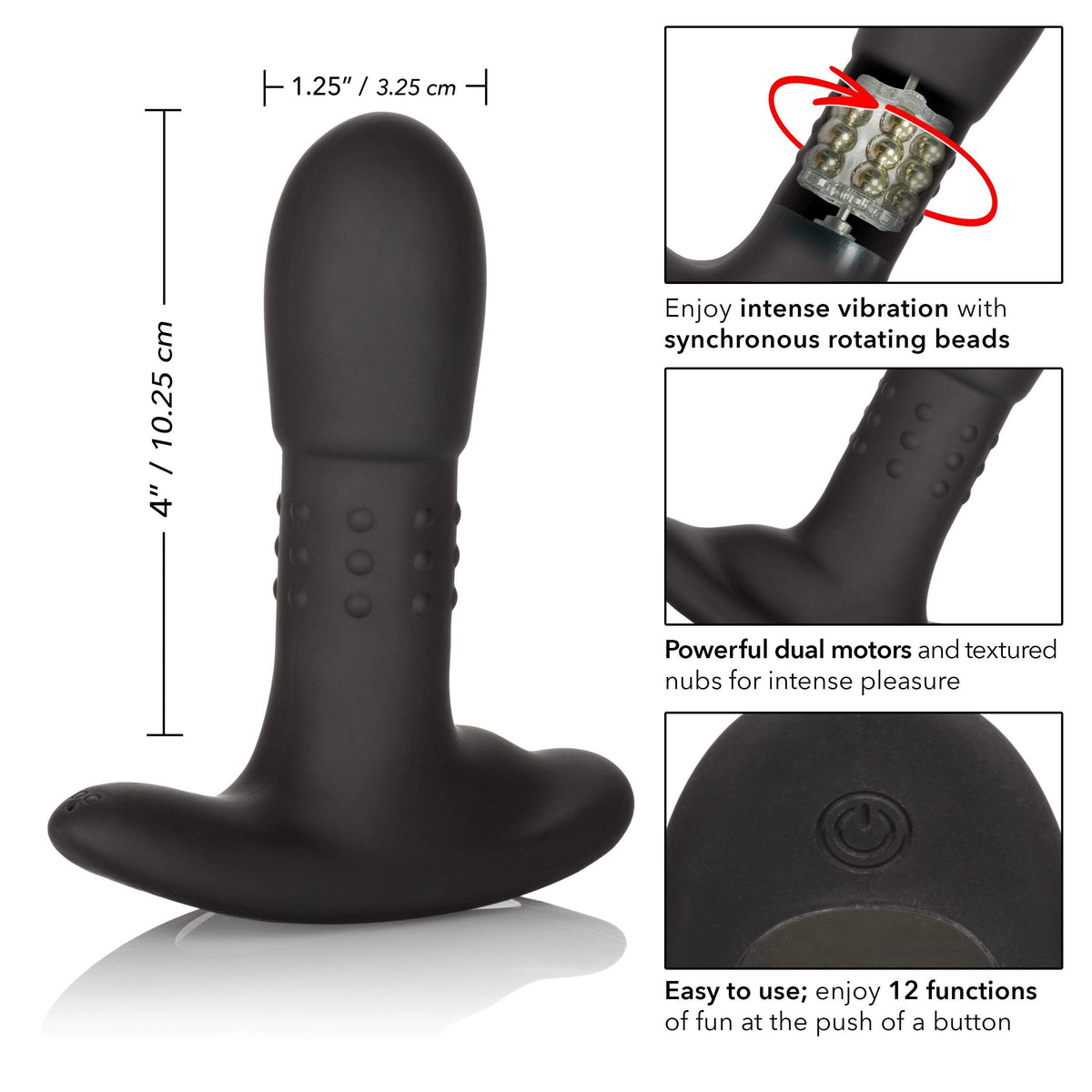California Exotics - Eclipse Beaded Rotating Probe Massager (Black) -  Prostate Massager (Vibration) Rechargeable  Durio.sg