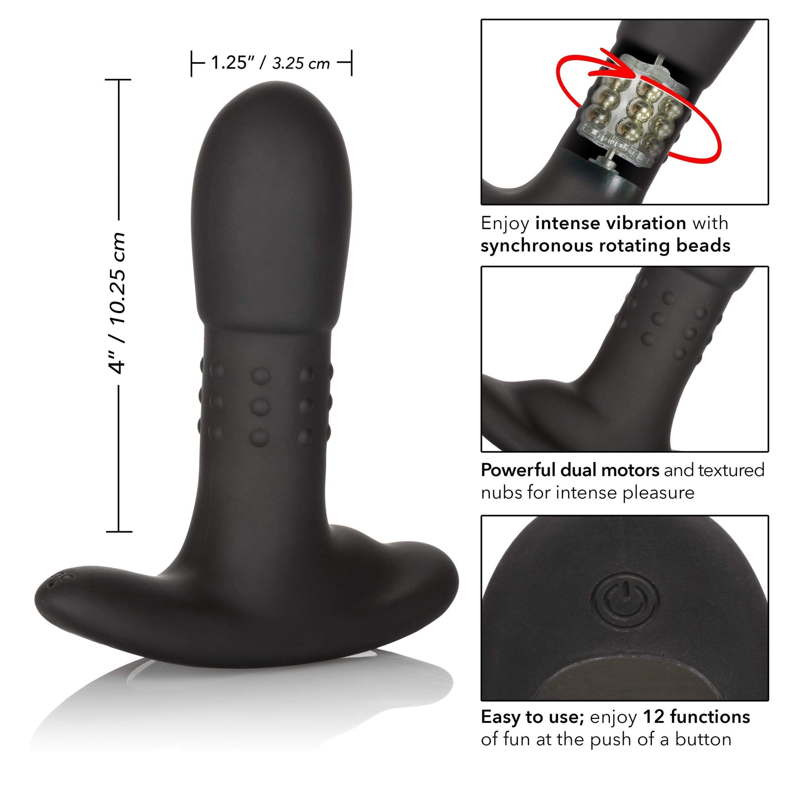 California Exotics - Eclipse Beaded Rotating Probe Massager (Black) -  Prostate Massager (Vibration) Rechargeable  Durio.sg