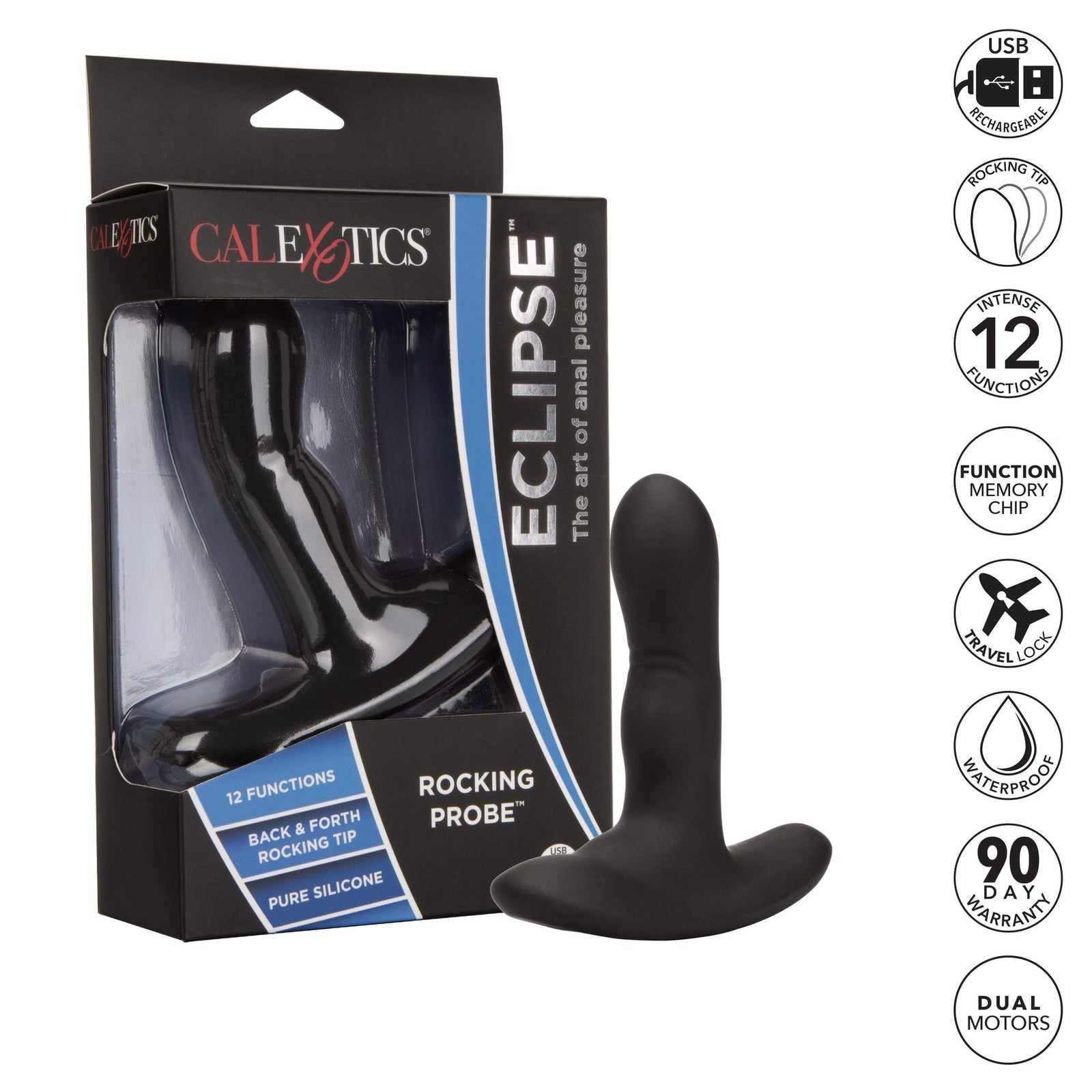 California Exotics - Eclipse Rocking Probe Prostate Massager (Black) -  Prostate Massager (Vibration) Rechargeable  Durio.sg