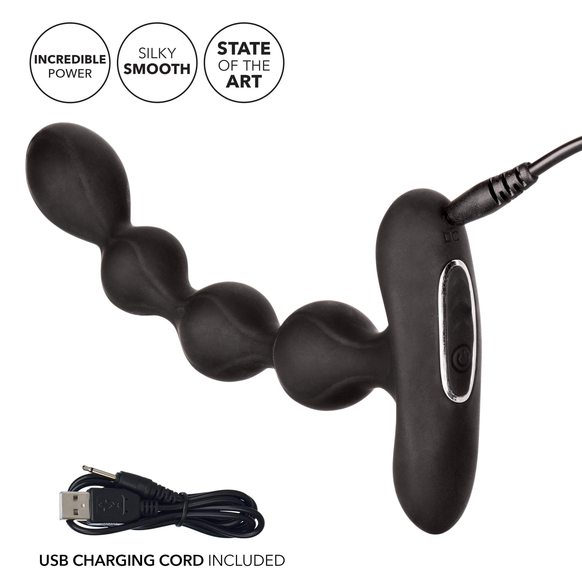 California Exotics - Eclipse Vibrating Slender Anal Beads (Black) -  Anal Beads (Vibration) Rechargeable  Durio.sg