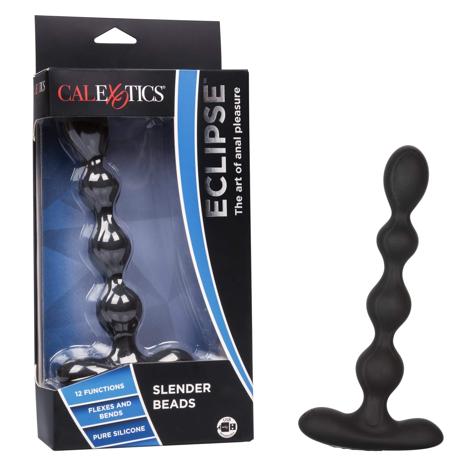 California Exotics - Eclipse Vibrating Slender Anal Beads (Black) -  Anal Beads (Vibration) Rechargeable  Durio.sg