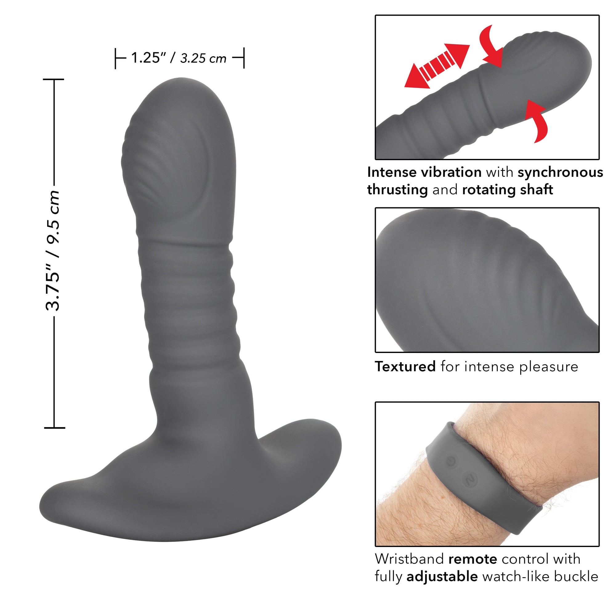 California Exotics - Eclipse Wristband Remote Thrusting Rotator Probe Anal Plug (Black) -  Remote Control Anal Plug (Vibration) Rechargeable  Durio.sg