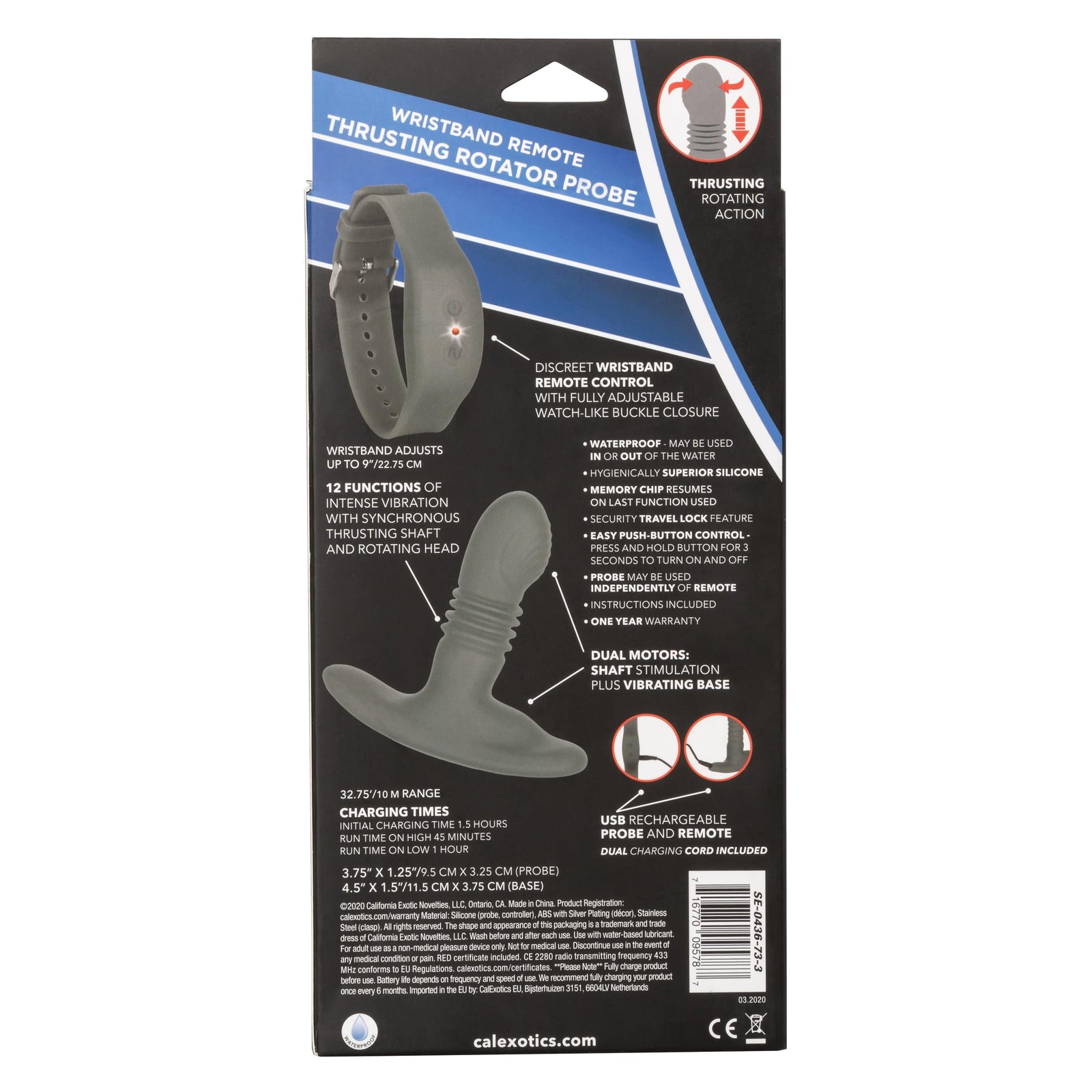 California Exotics - Eclipse Wristband Remote Thrusting Rotator Probe Anal Plug (Black) -  Remote Control Anal Plug (Vibration) Rechargeable  Durio.sg