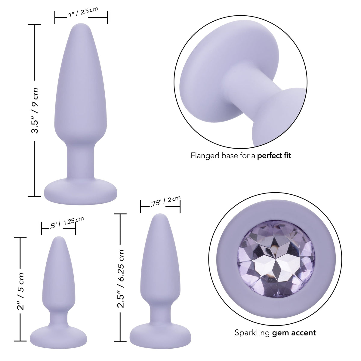 California Exotics - First Time Crystal Booty Anal Kit (Purple) -  Anal Plug (Non Vibration)  Durio.sg
