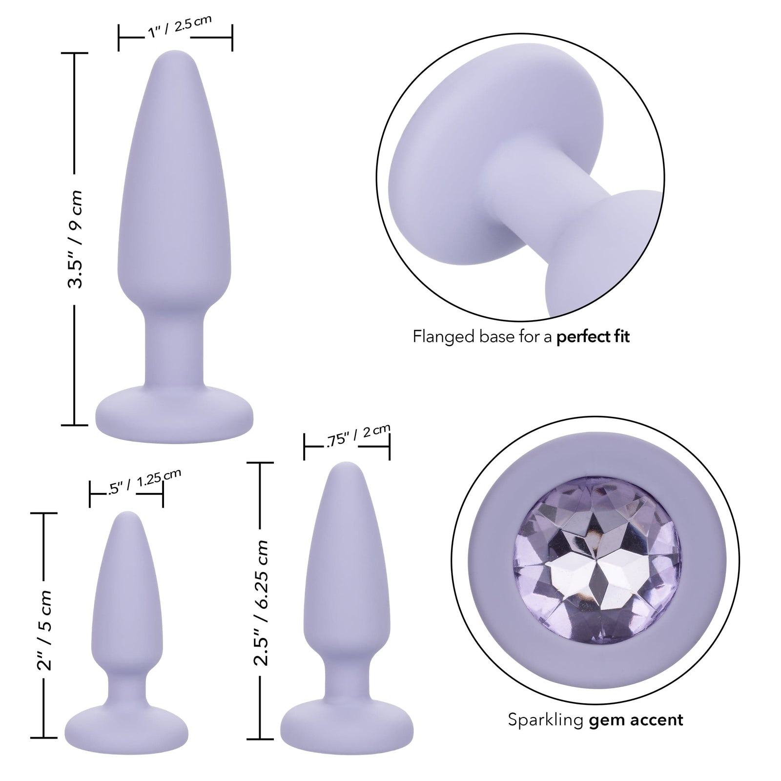 California Exotics - First Time Crystal Booty Anal Kit (Purple) -  Anal Plug (Non Vibration)  Durio.sg