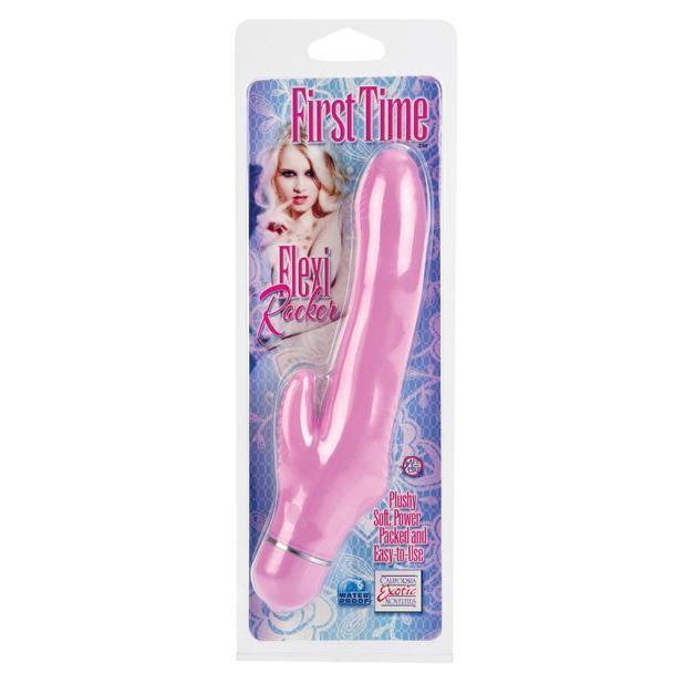 California Exotics - First Time Flexi Rocker Rabbit Vibrator (Pink) -  Rabbit Dildo (Vibration) Non Rechargeable  Durio.sg