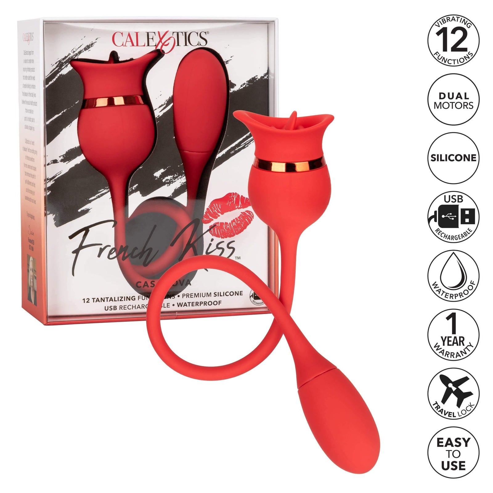 California Exotics - French Kiss Casanova Egg and Clit Massager (Red) -  Clit Massager (Vibration) Rechargeable  Durio.sg