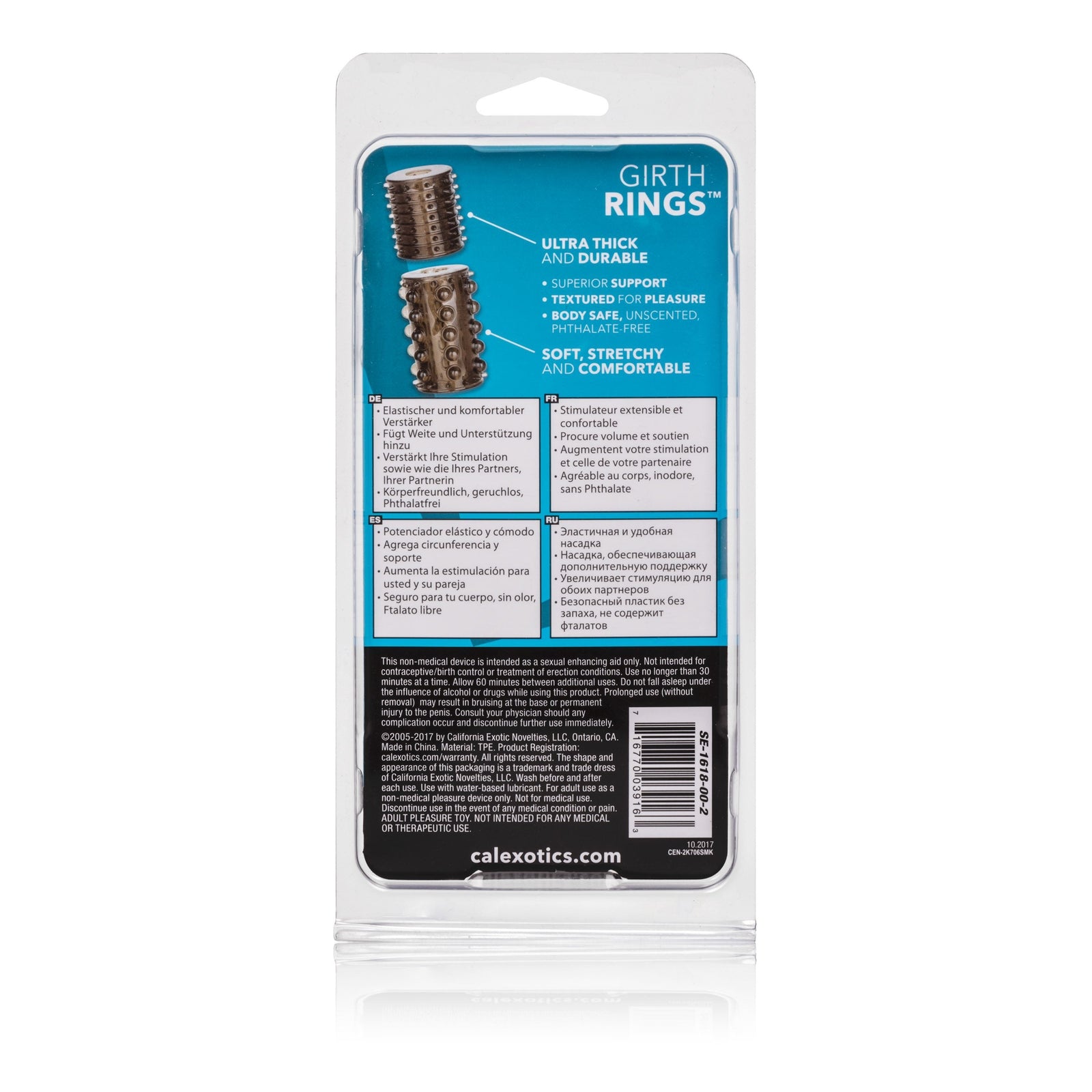 California Exotics - Girth Rings Cock Sleeves (Black) -  Cock Sleeves (Non Vibration)  Durio.sg