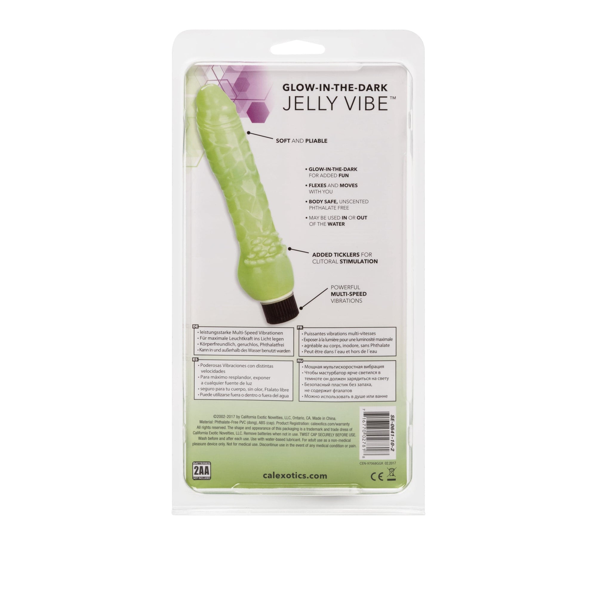 California Exotics - Glow In The Dark Jelly Vibe Realistic Dildo (Green) -  Realistic Dildo w/o suction cup (Vibration) Non Rechargeable  Durio.sg