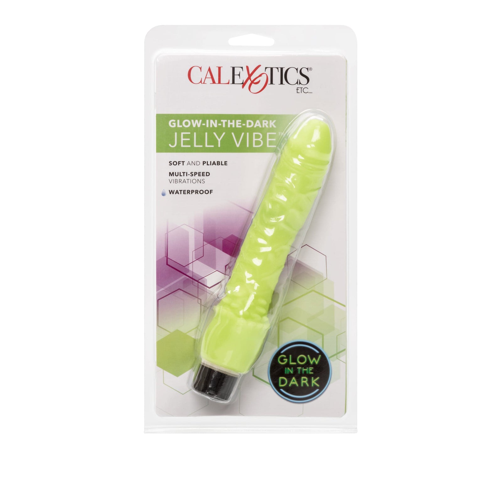California Exotics - Glow In The Dark Jelly Vibe Realistic Dildo (Green) -  Realistic Dildo w/o suction cup (Vibration) Non Rechargeable  Durio.sg