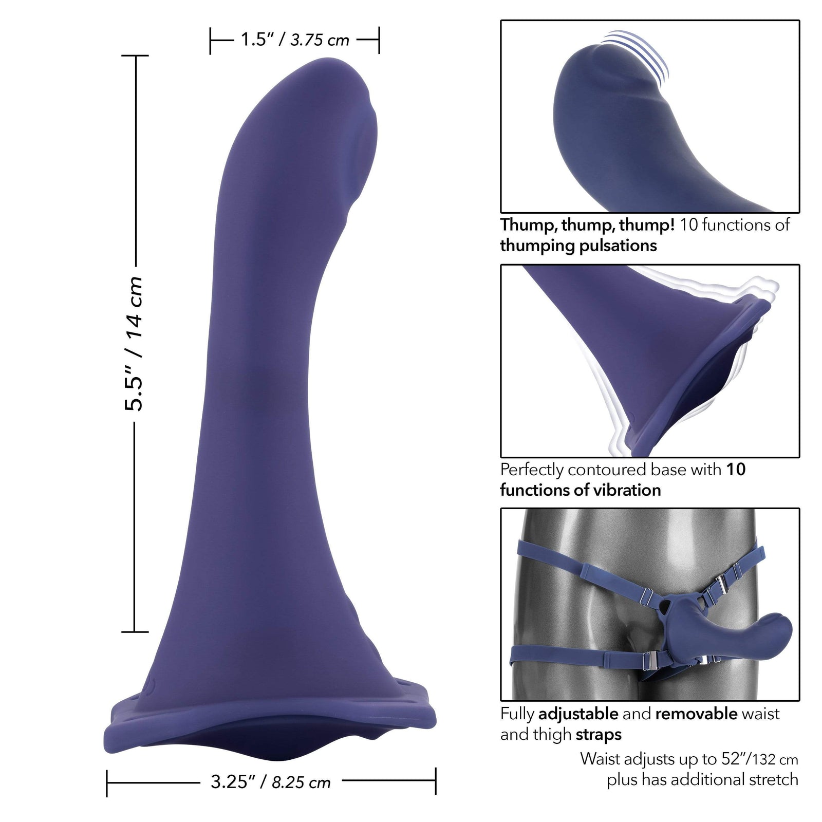 California Exotics - Her Royal Harness ME2 Thumper Vibrating Dildo (Purple) -  Non Realistic Dildo w/o suction cup (Vibration) Rechargeable  Durio.sg