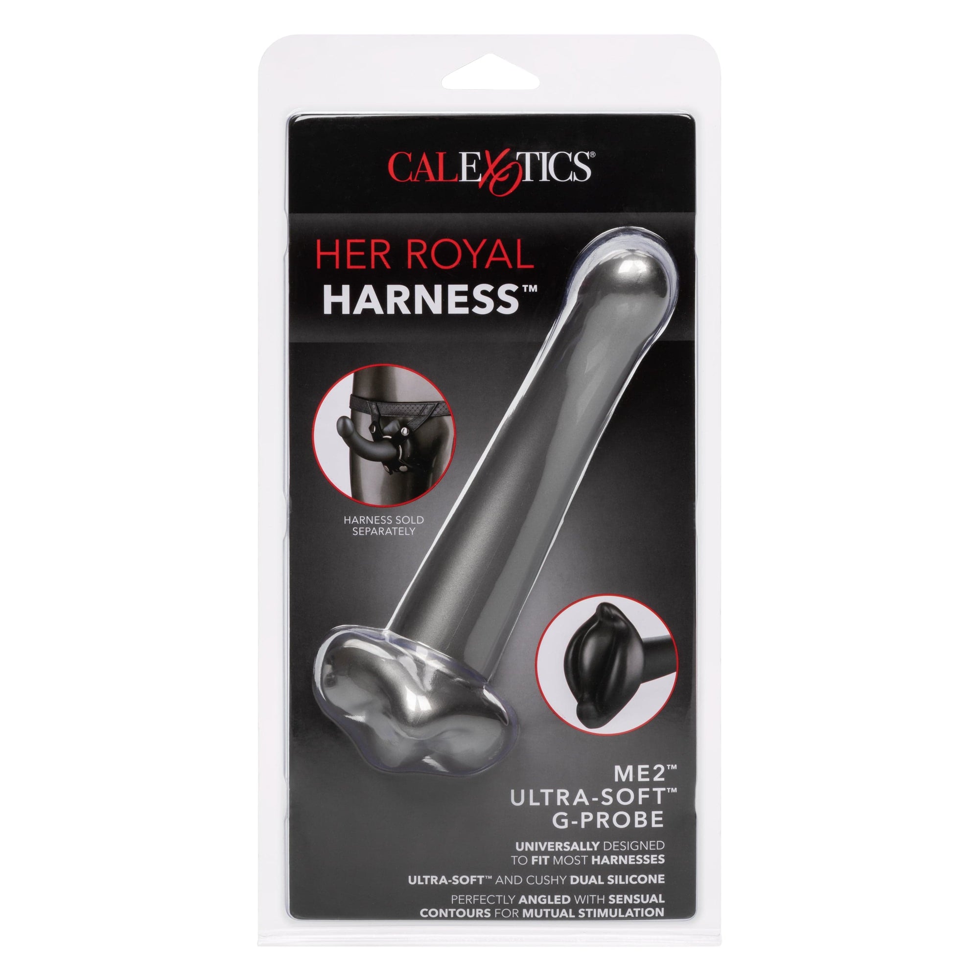 California Exotics - Her Royal Harness Me2 Ultra Soft G Probe Strap On Dildo (Black) -  Non Realistic Dildo with suction cup (Non Vibration)  Durio.sg