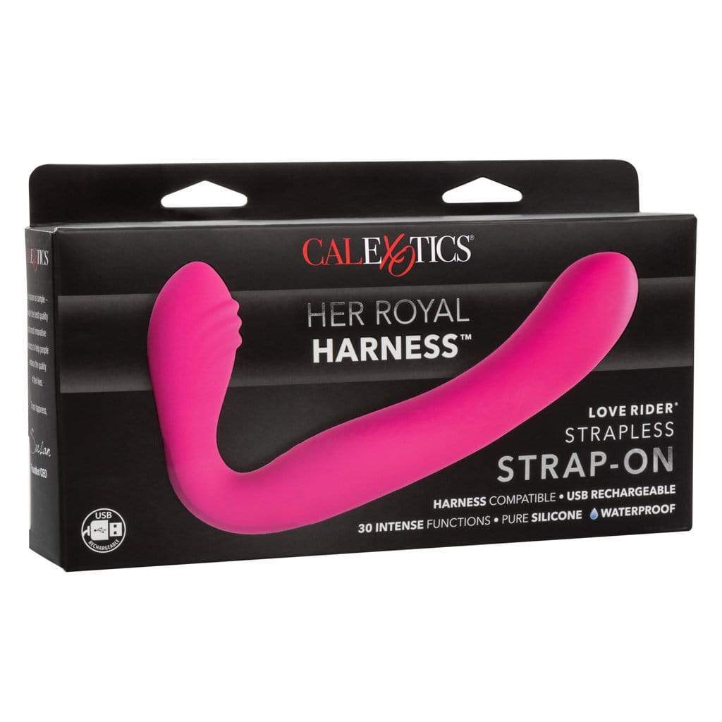 California Exotics - Her Royal Harness Rechargeable Love Rider Strapless Strap On (Pink) -  Strap On with Dildo for Reverse Insertion (Vibration) Rechargeable  Durio.sg