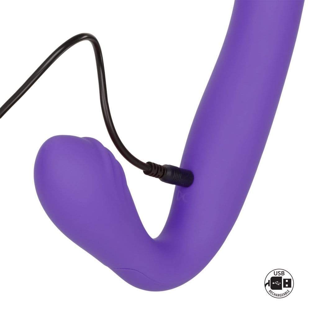 California Exotics - Her Royal Harness Rechargeable Love Rider Strapless Strap On (Purple) -  Strap On with Dildo for Reverse Insertion (Vibration) Rechargeable  Durio.sg