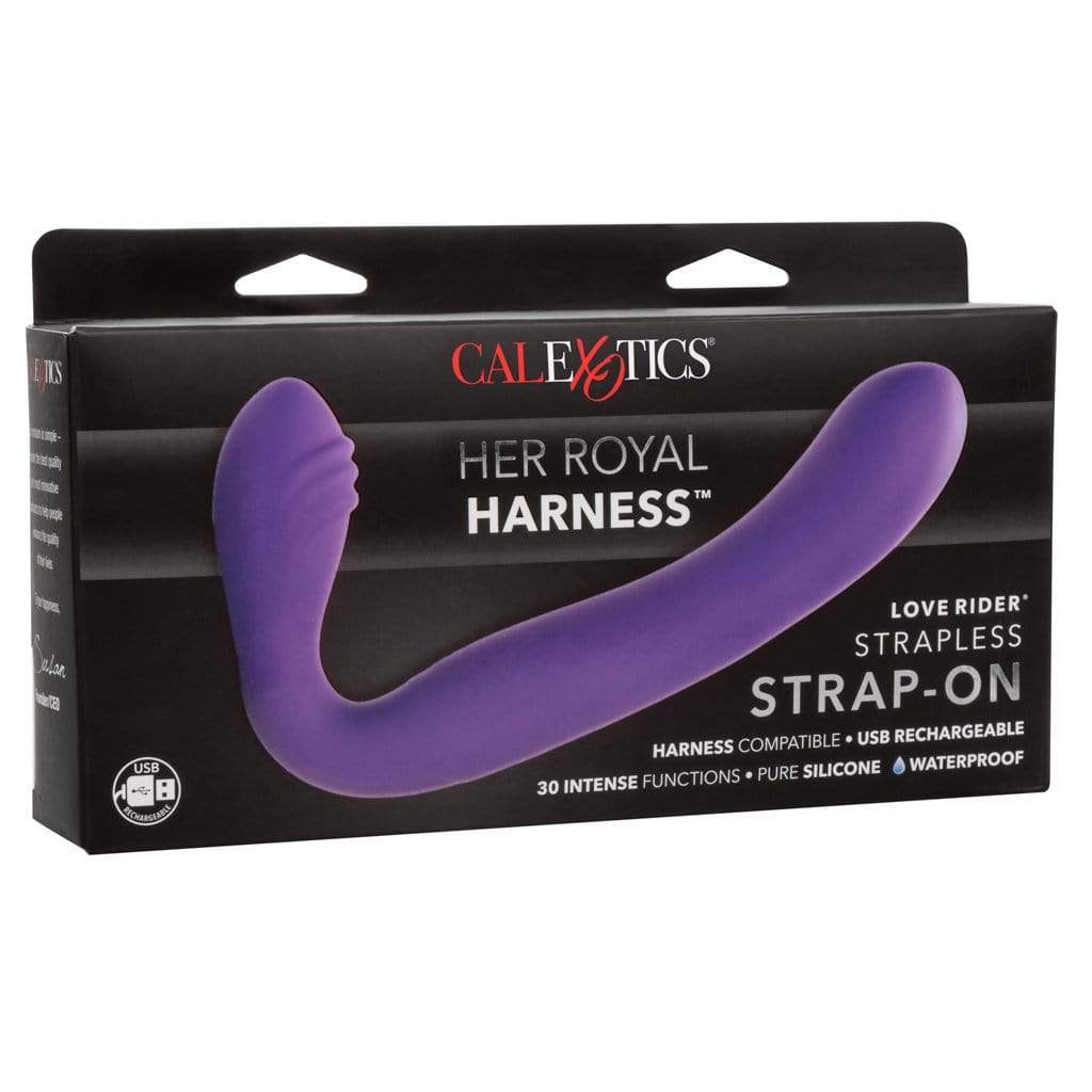 California Exotics - Her Royal Harness Rechargeable Love Rider Strapless Strap On (Purple) -  Strap On with Dildo for Reverse Insertion (Vibration) Rechargeable  Durio.sg