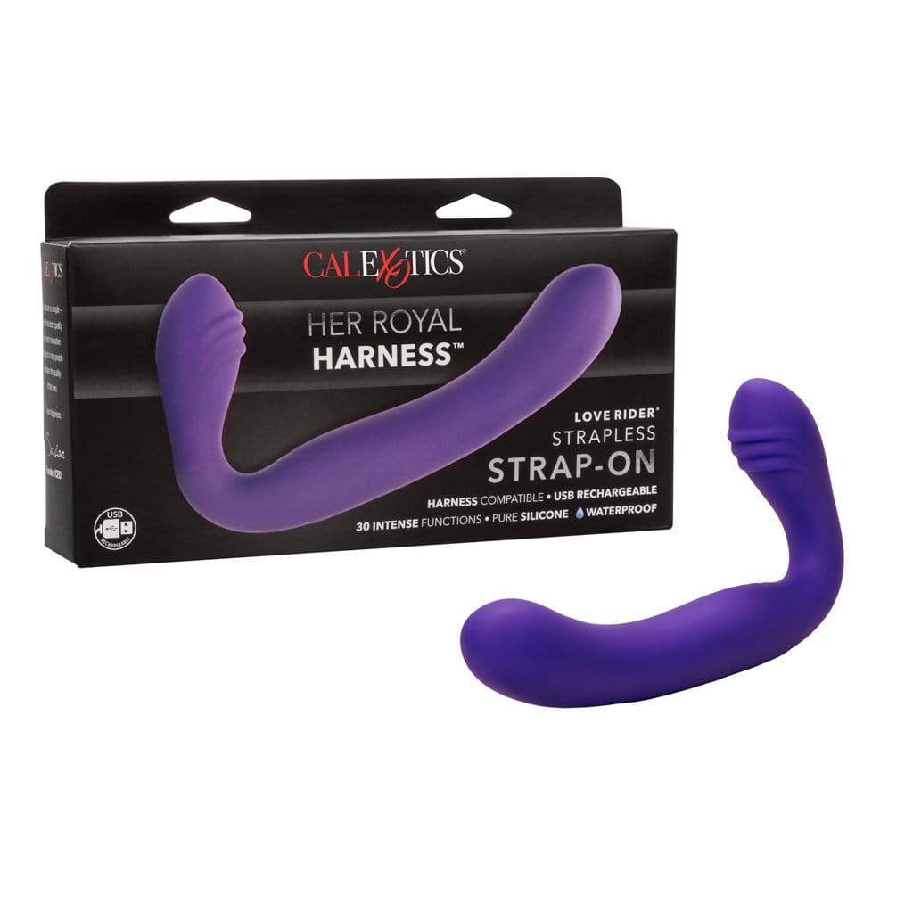 California Exotics - Her Royal Harness Rechargeable Love Rider Strapless Strap On (Purple) -  Strap On with Dildo for Reverse Insertion (Vibration) Rechargeable  Durio.sg