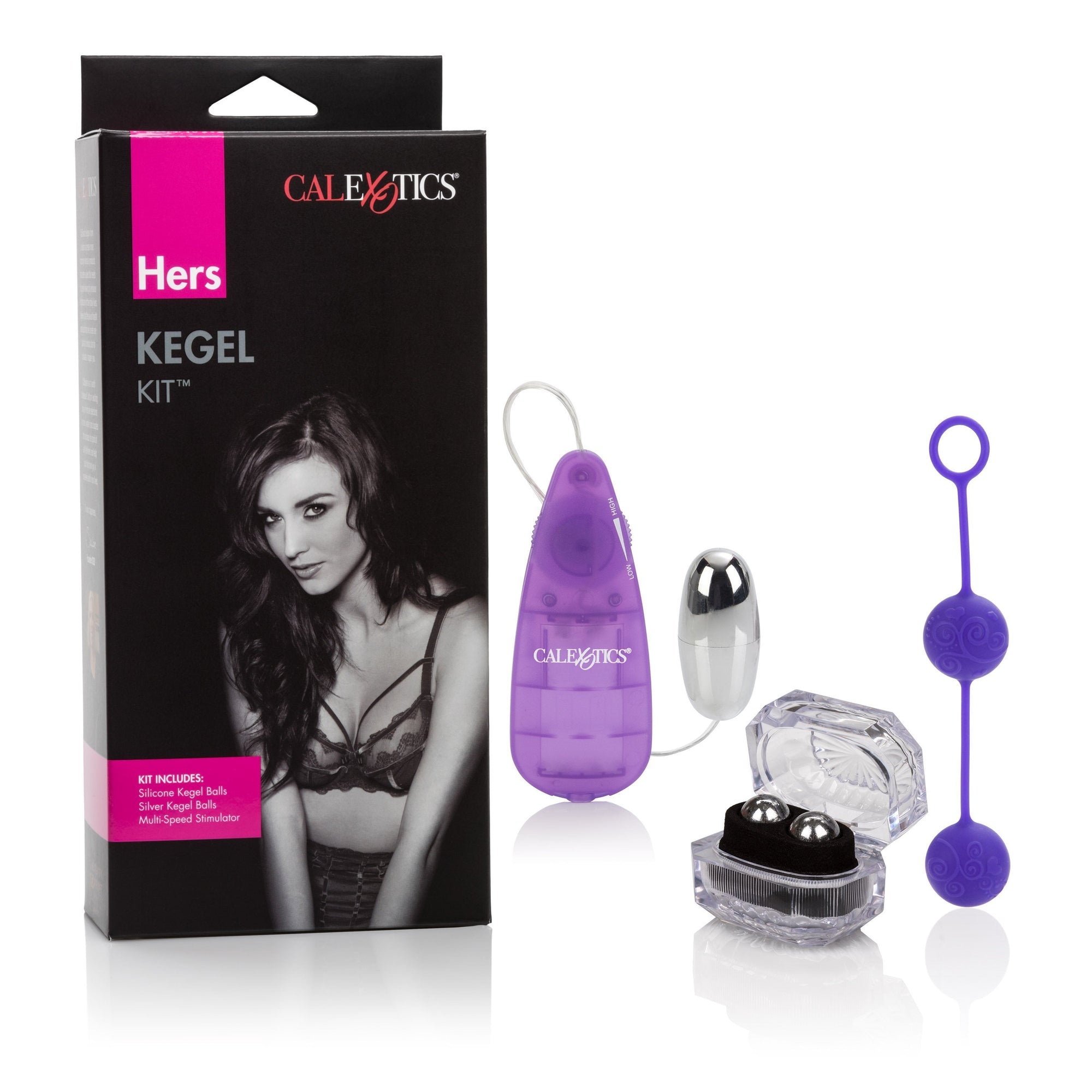 California Exotics - Hers Kegel Exercisers Kit (Purple) -  Kegel Balls (Vibration) Non Rechargeable  Durio.sg