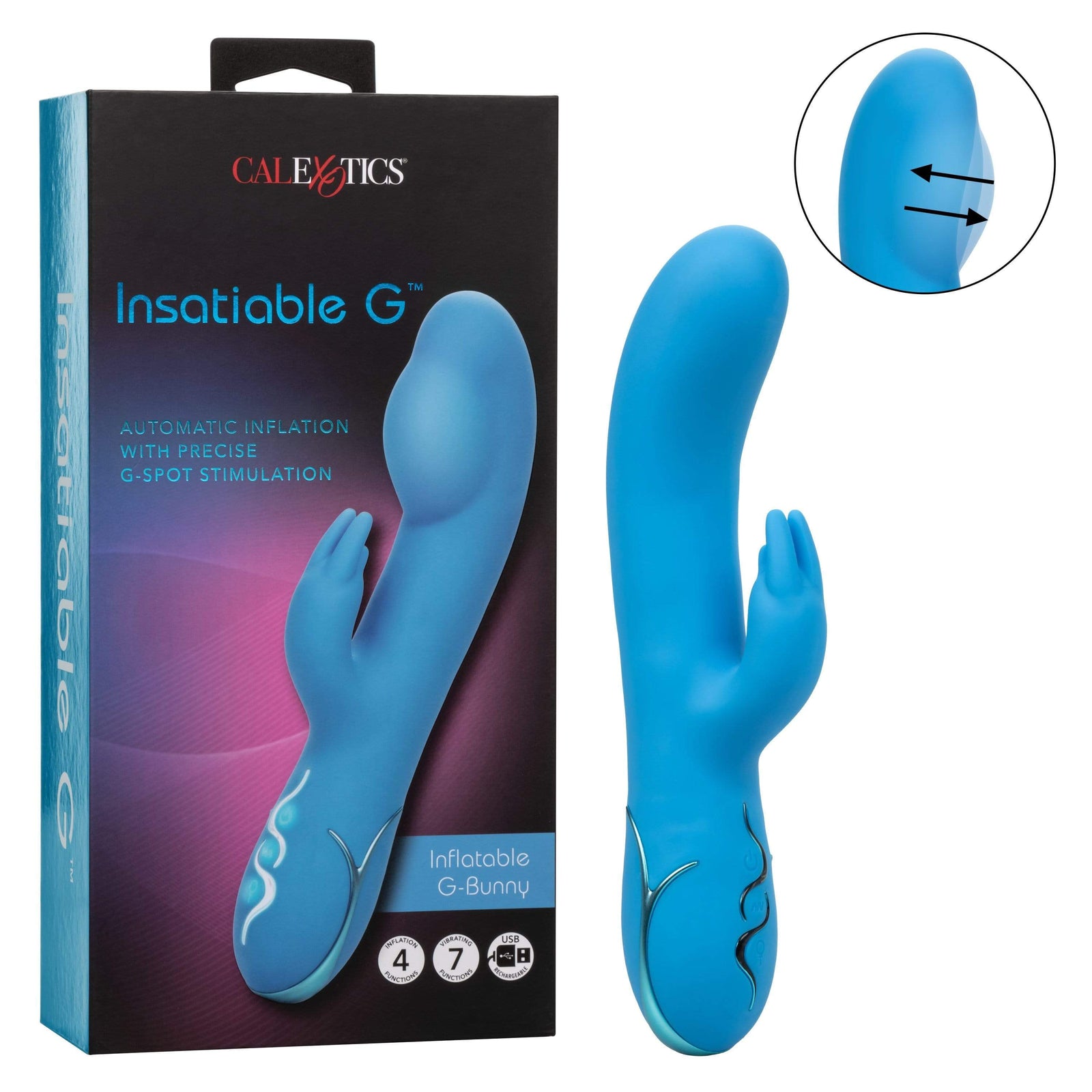 California Exotics - Insatiable G Inflatable G Bunny Vibrator (Blue) -  Rabbit Dildo (Vibration) Rechargeable  Durio.sg
