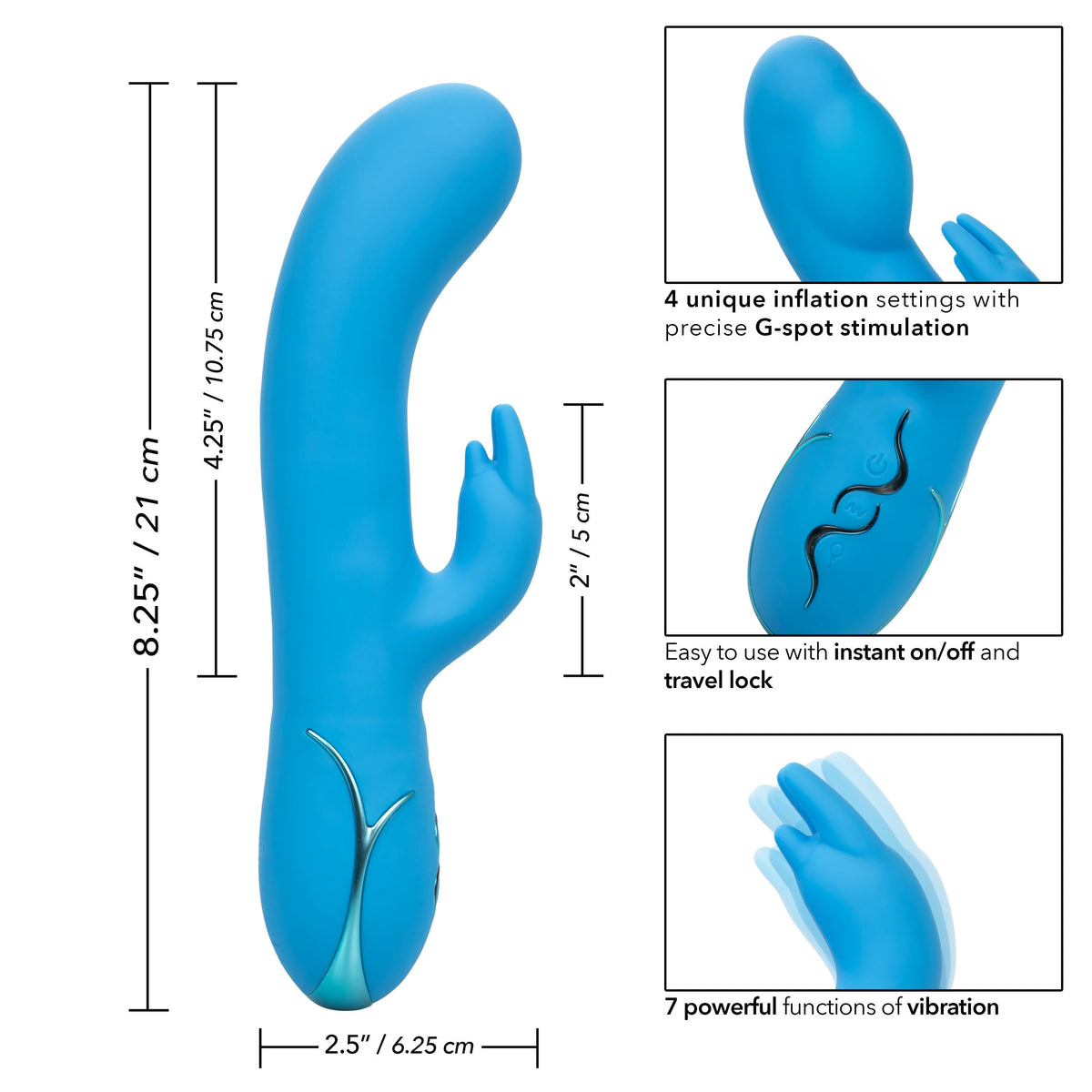 California Exotics - Insatiable G Inflatable G Bunny Vibrator (Blue) -  Rabbit Dildo (Vibration) Rechargeable  Durio.sg