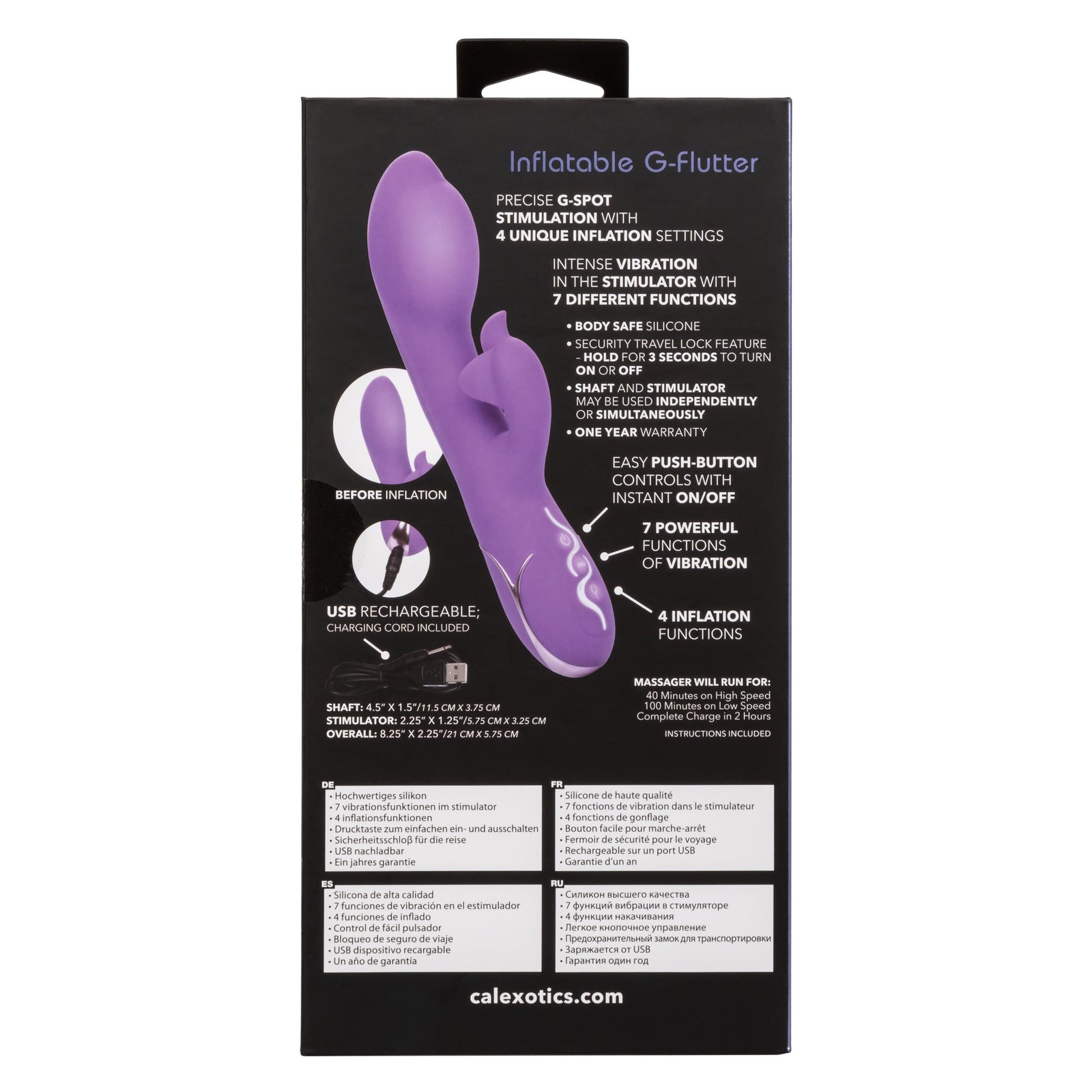 California Exotics - Insatiable G Inflatable G Flutter Rabbit Vibrator (Purple) -  Rabbit Dildo (Vibration) Rechargeable  Durio.sg