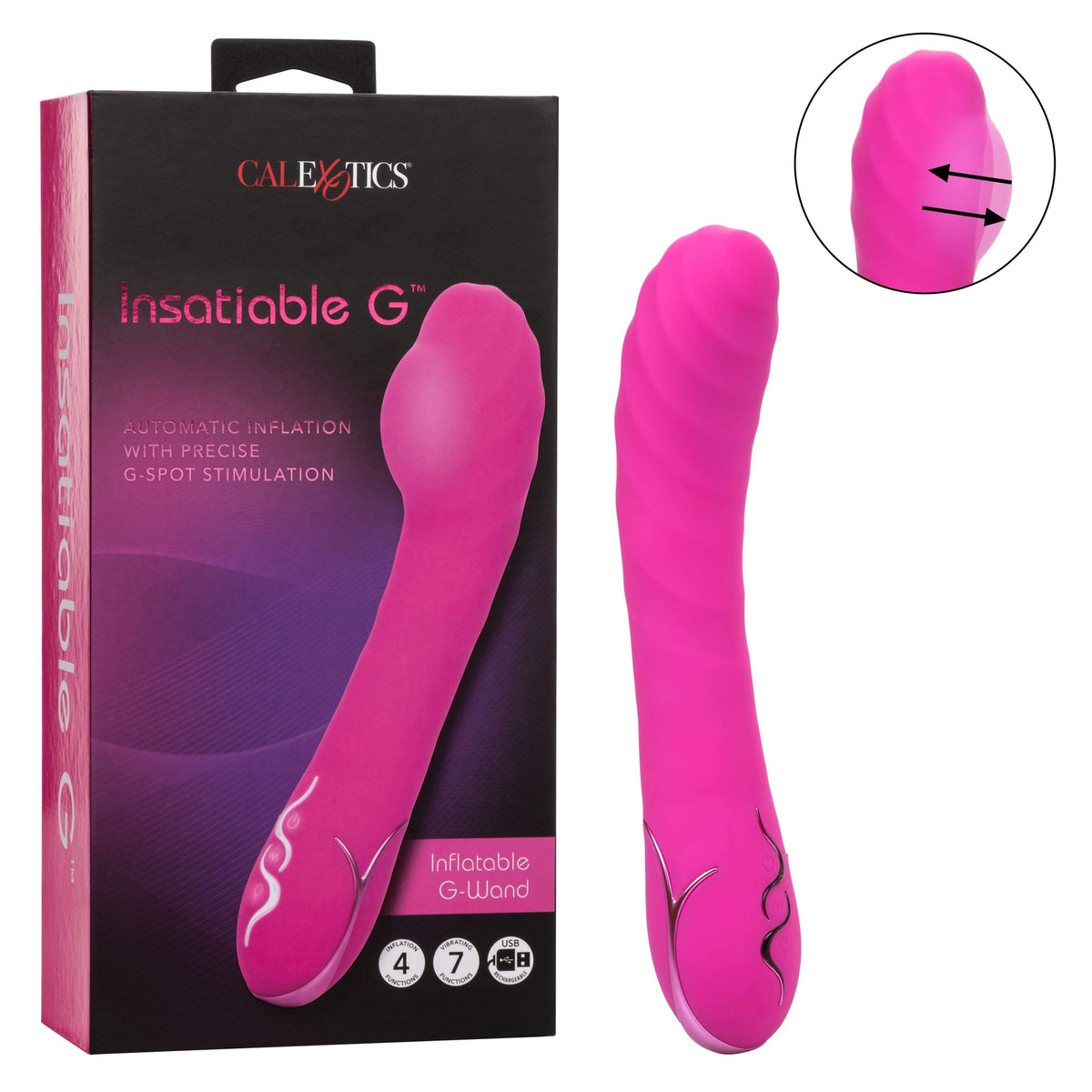 California Exotics - Insatiable G Inflatable G Spot Vibrator (Pink) -  G Spot Dildo (Vibration) Rechargeable  Durio.sg